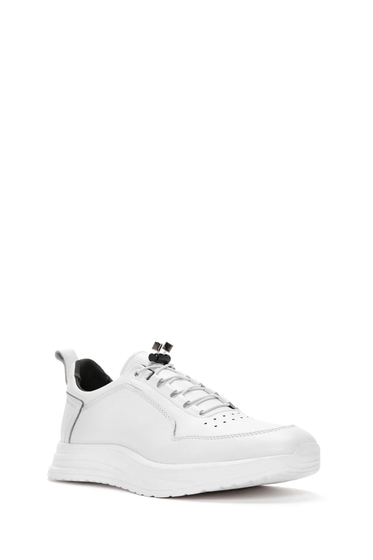 Erkek Beyaz Bağcıklı Deri Sneaker - Image 6