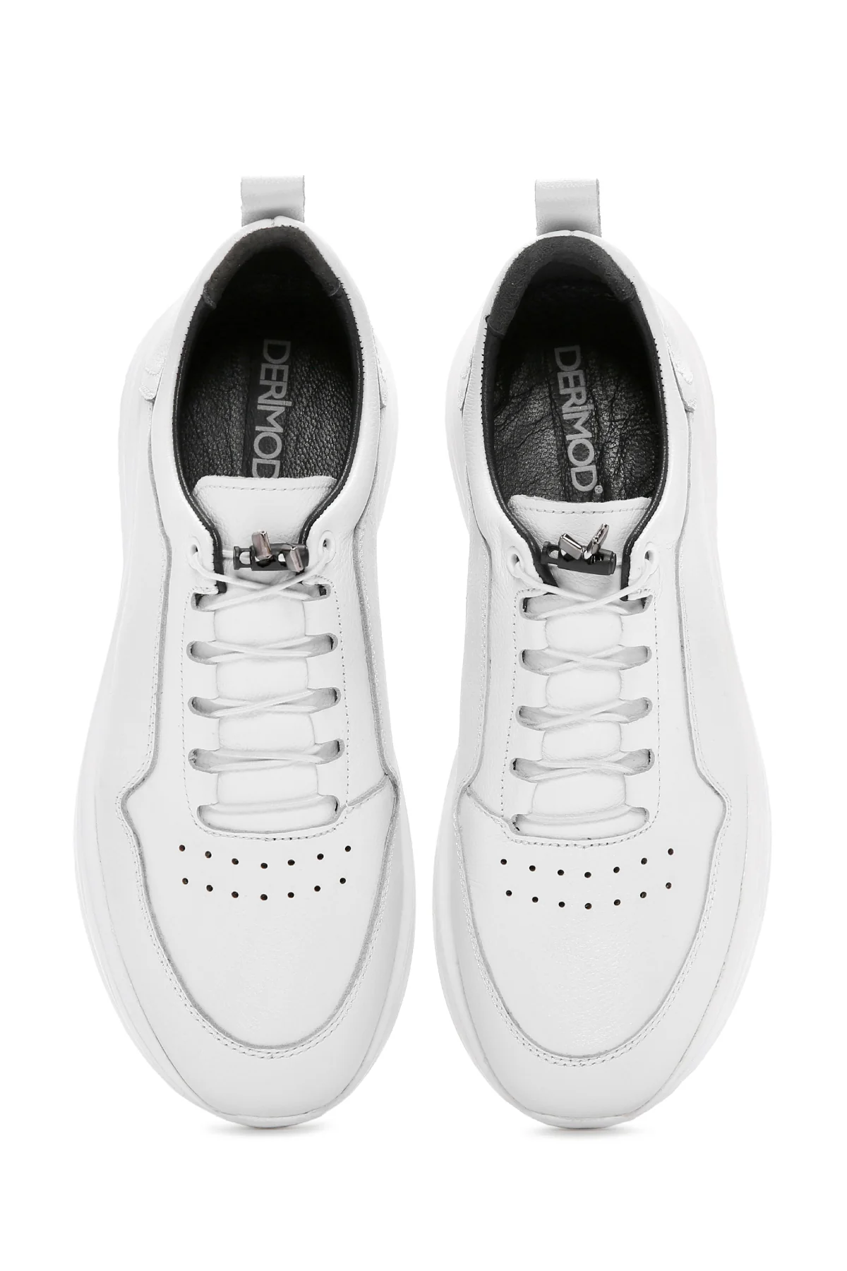 Erkek Beyaz Bağcıklı Deri Sneaker - Image 7