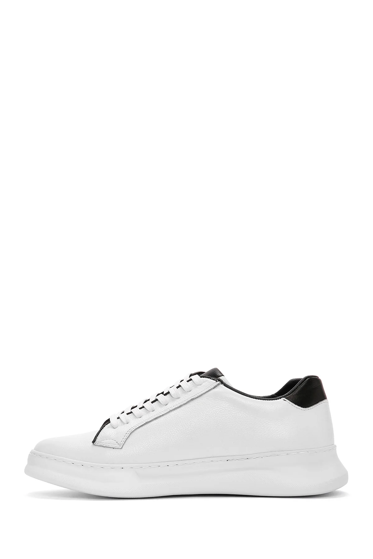 Erkek Beyaz Bağcıklı Deri Sneaker - Image 2