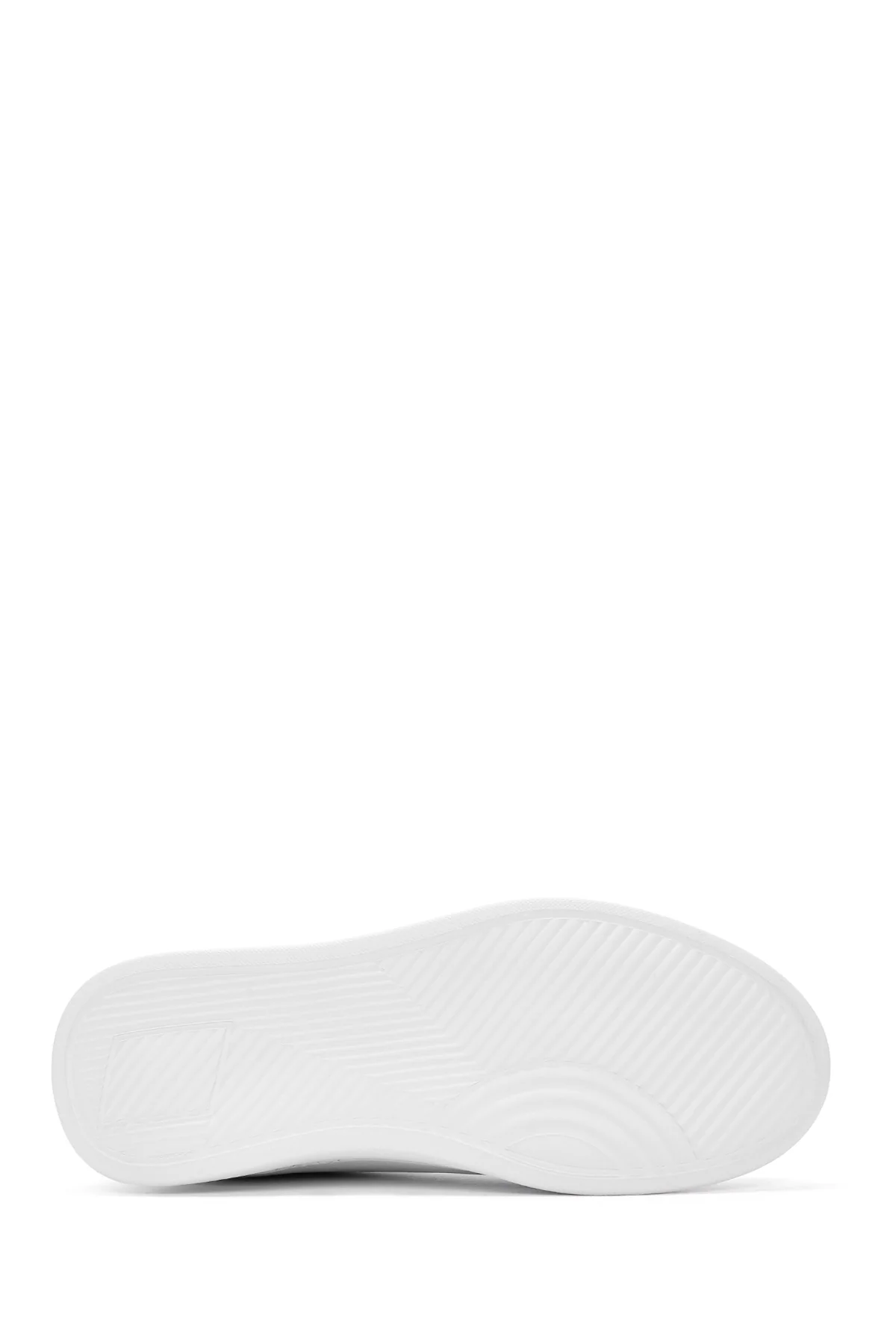 Erkek Beyaz Bağcıklı Deri Sneaker - Image 4