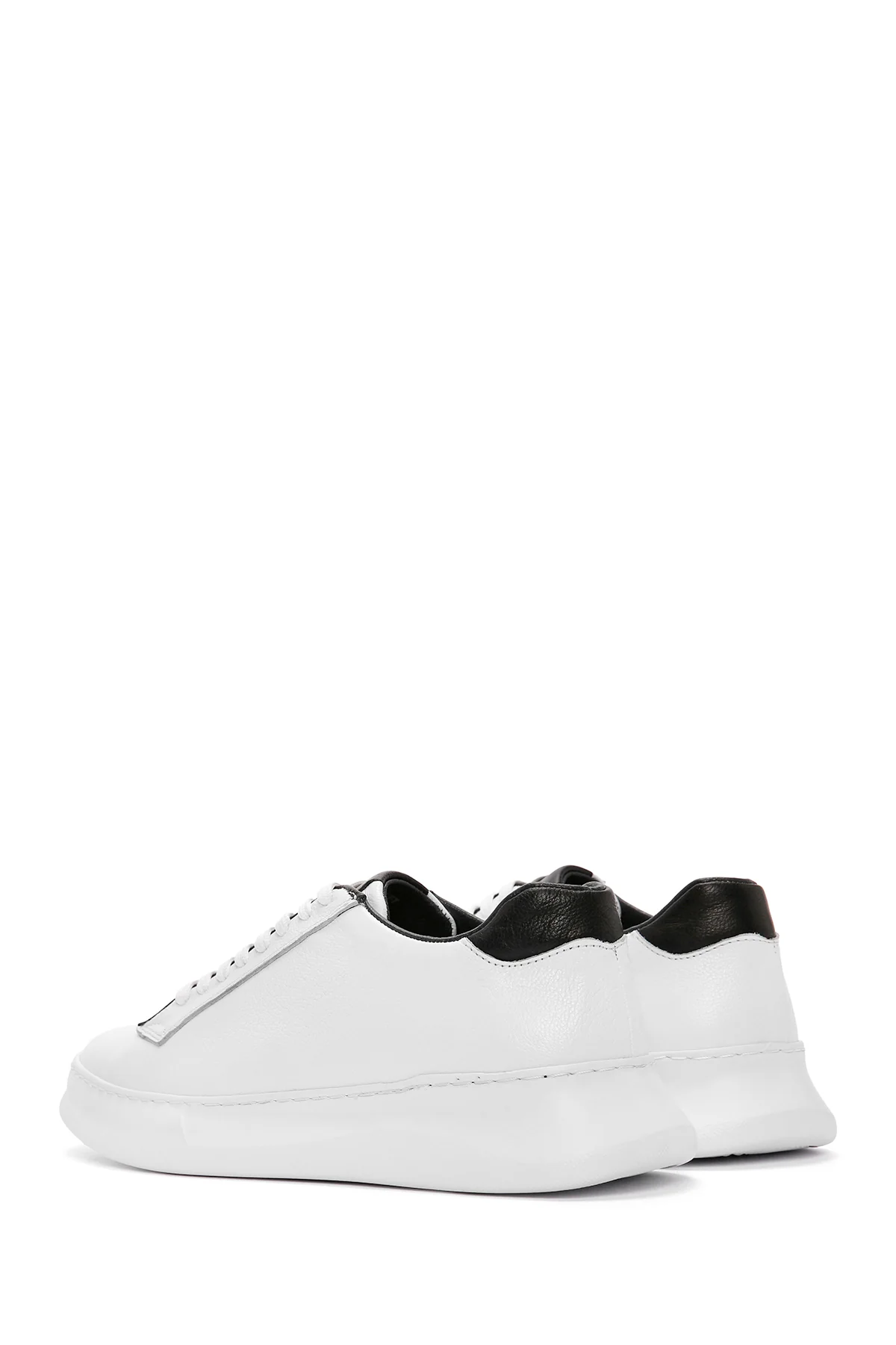 Erkek Beyaz Bağcıklı Deri Sneaker - Image 5