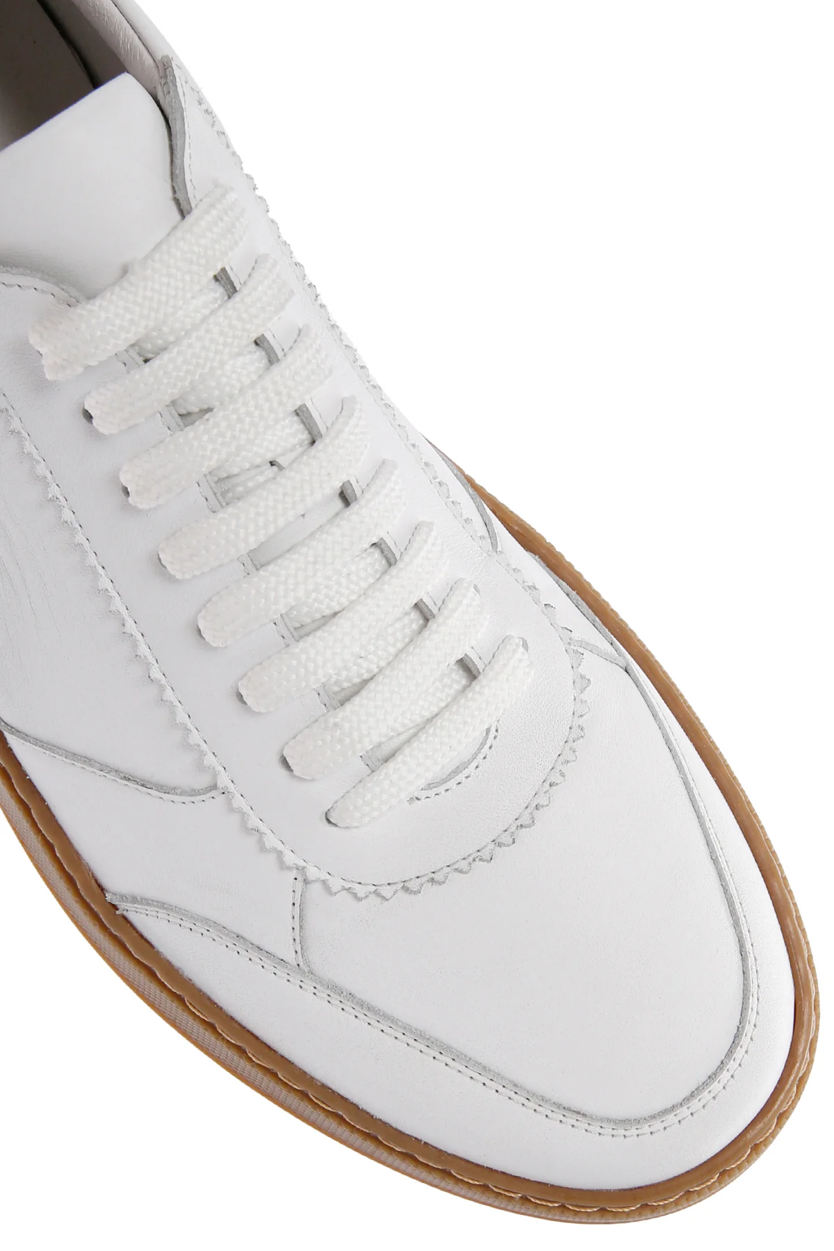 Erkek Beyaz Bağcıklı Deri Sneaker - Image 10