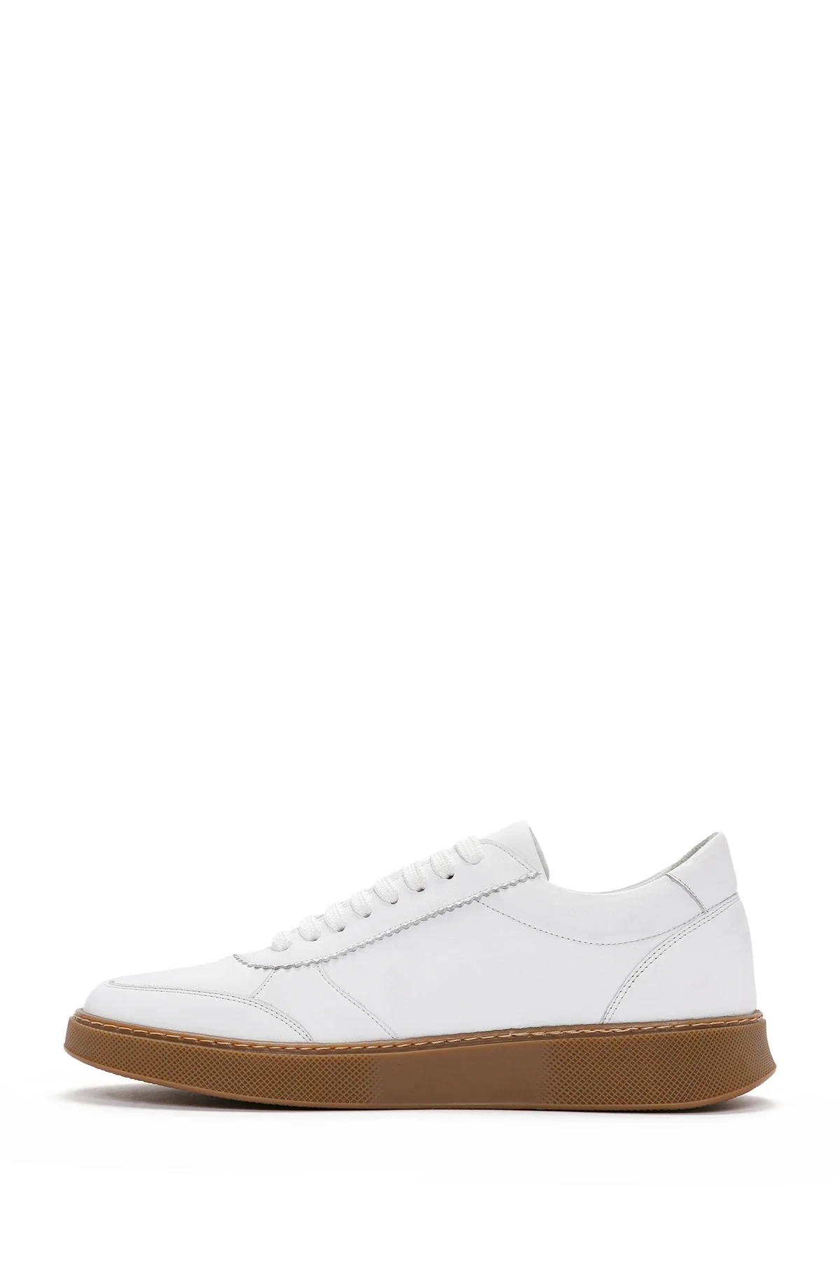 Erkek Beyaz Bağcıklı Deri Sneaker - Image 2