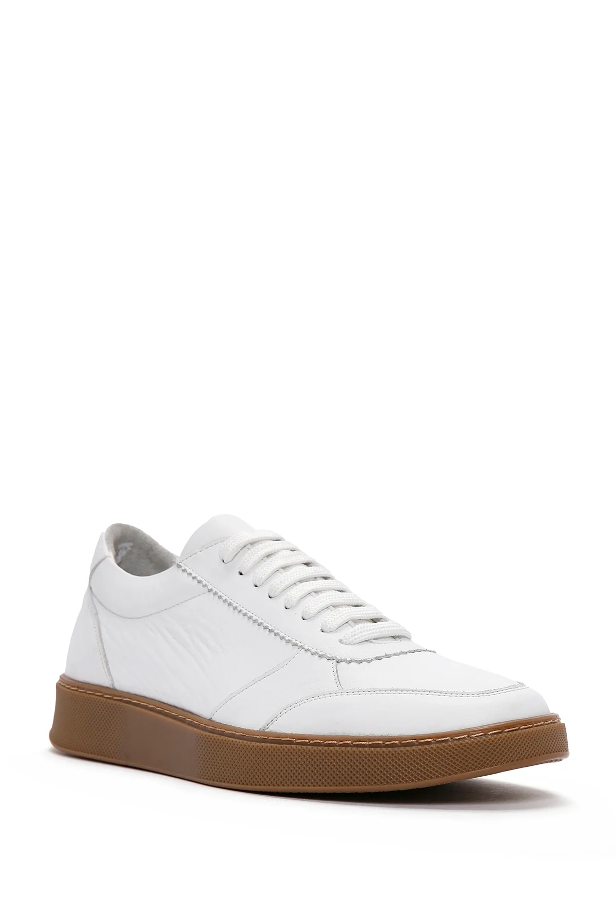 Erkek Beyaz Bağcıklı Deri Sneaker - Image 5