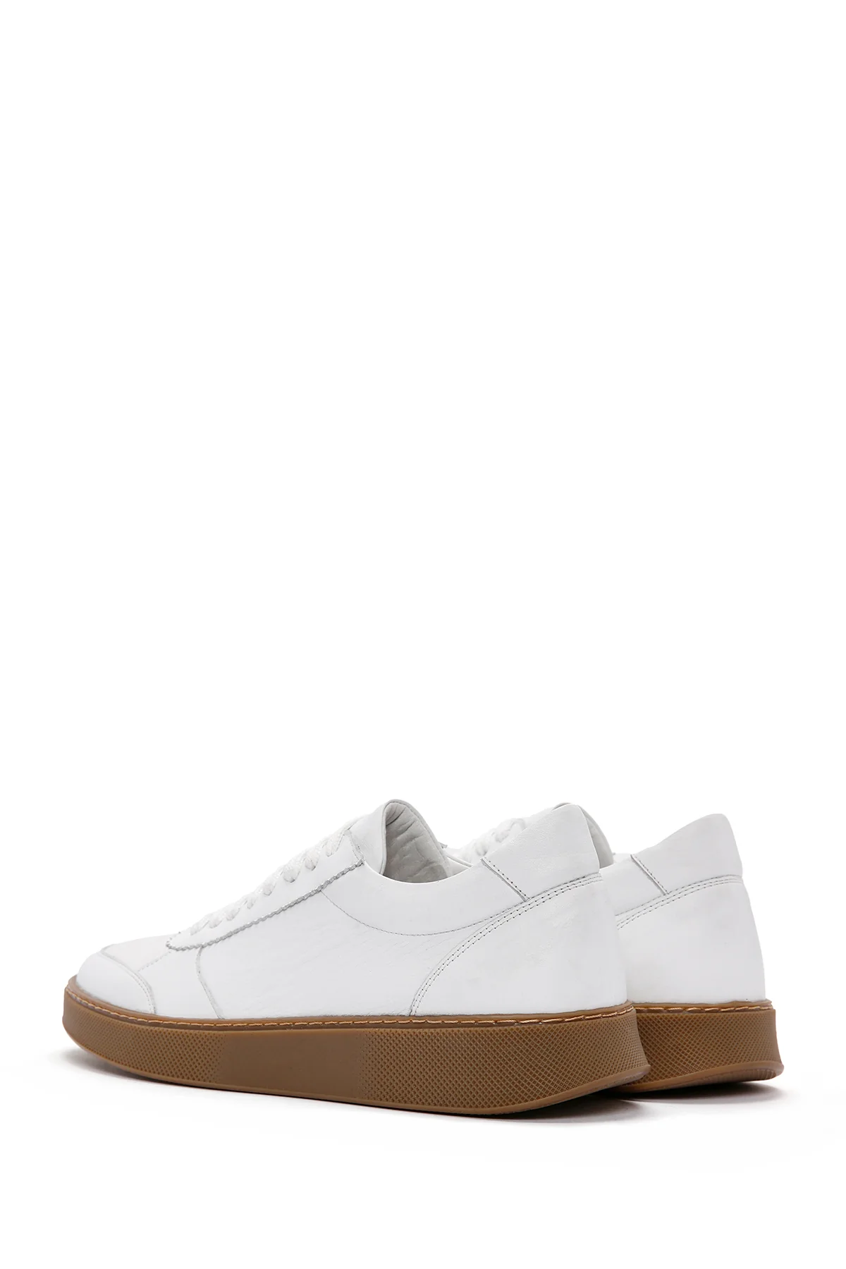 Erkek Beyaz Bağcıklı Deri Sneaker - Image 6