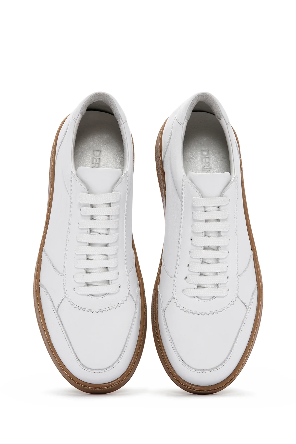 Erkek Beyaz Bağcıklı Deri Sneaker - Image 7