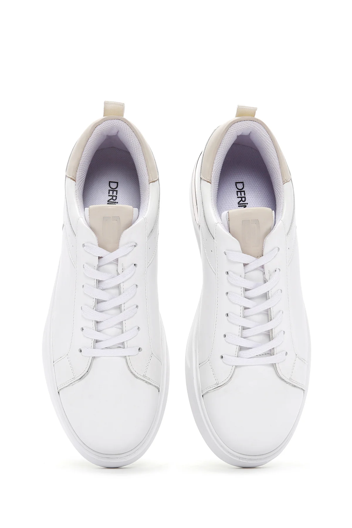 Erkek Beyaz Bağcıklı Deri Sneaker - Image 7