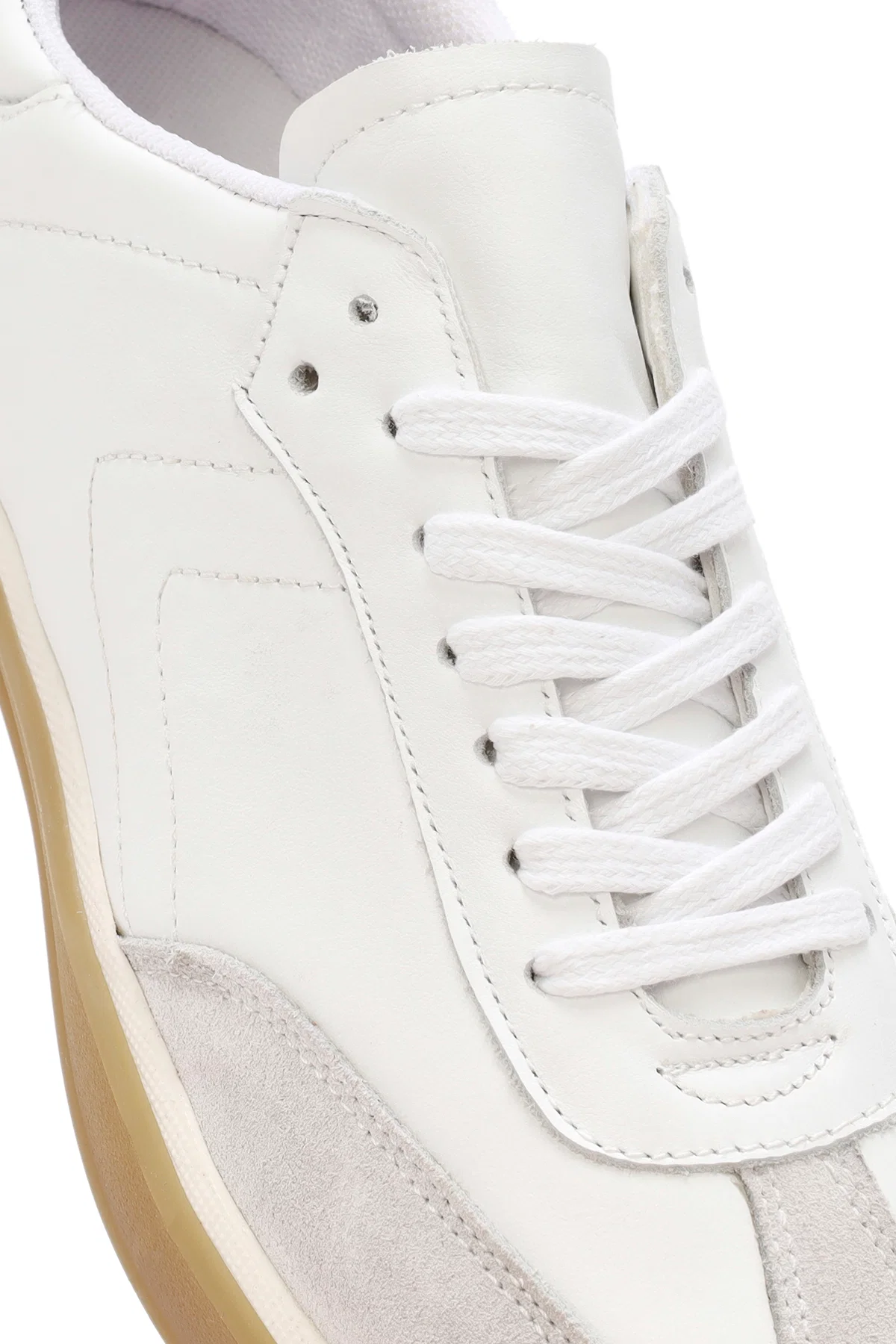 Erkek Beyaz Bağcıklı Deri Sneaker - Image 10