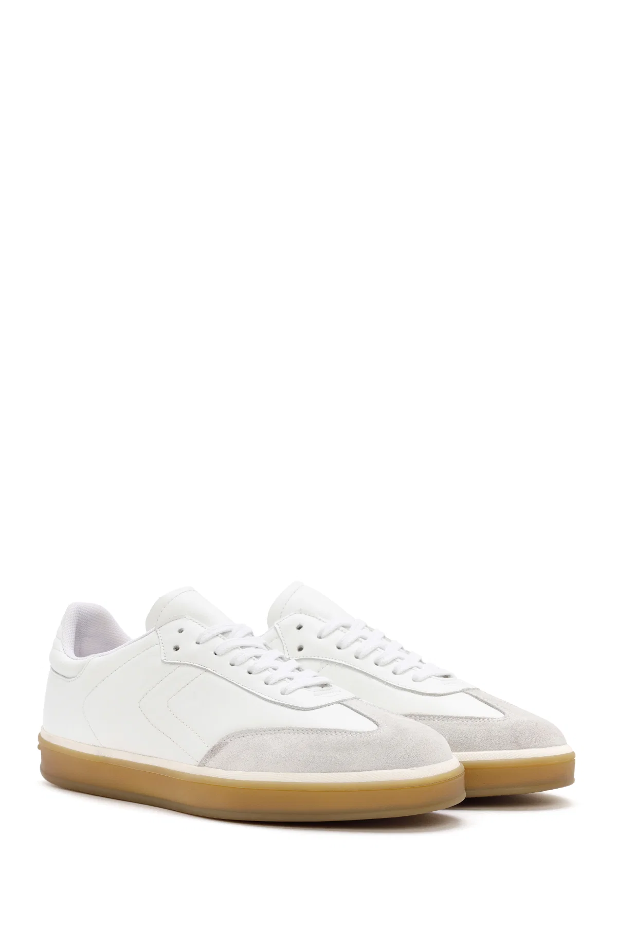 Erkek Beyaz Bağcıklı Deri Sneaker - Image 3
