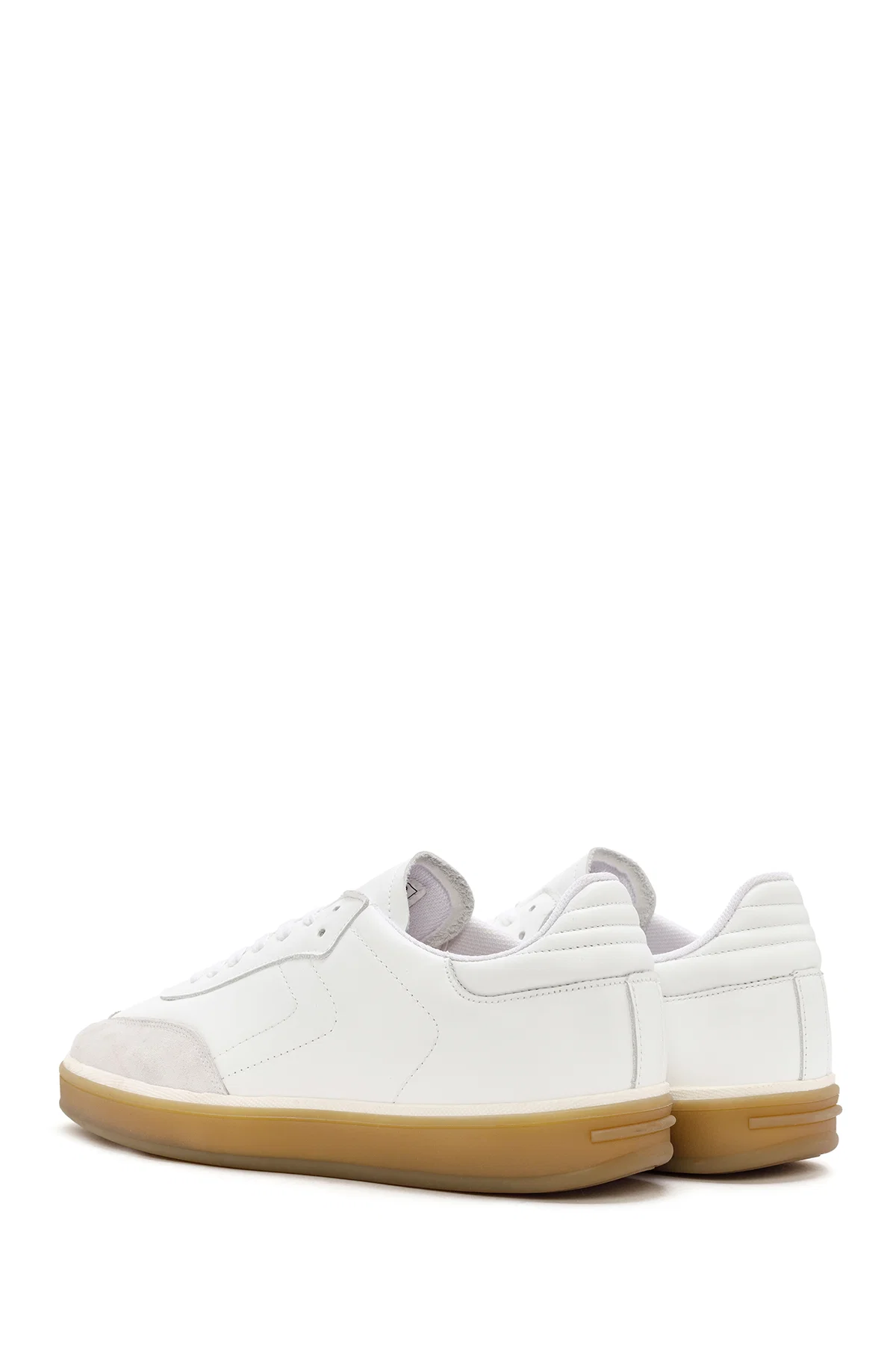Erkek Beyaz Bağcıklı Deri Sneaker - Image 5