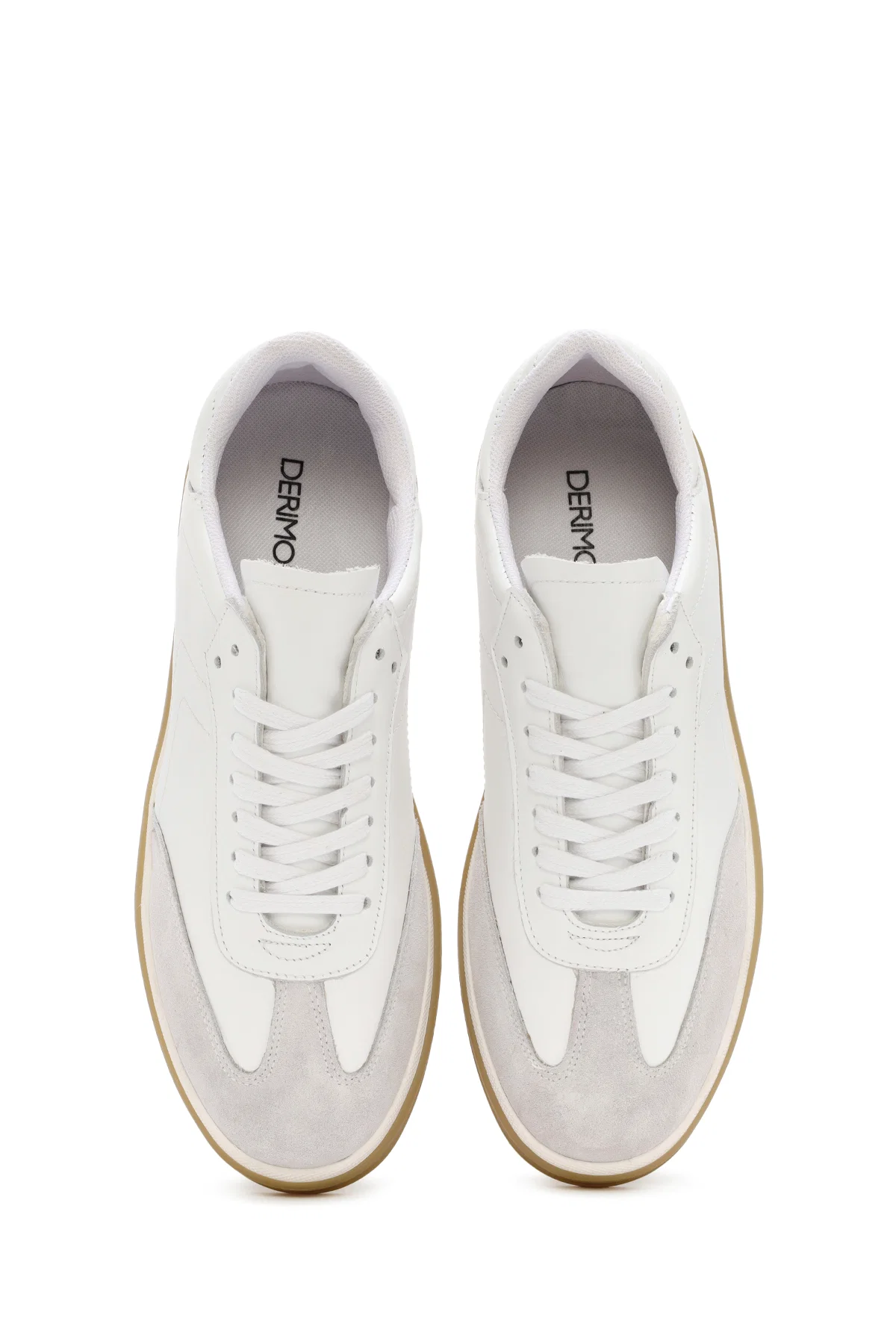 Erkek Beyaz Bağcıklı Deri Sneaker - Image 7