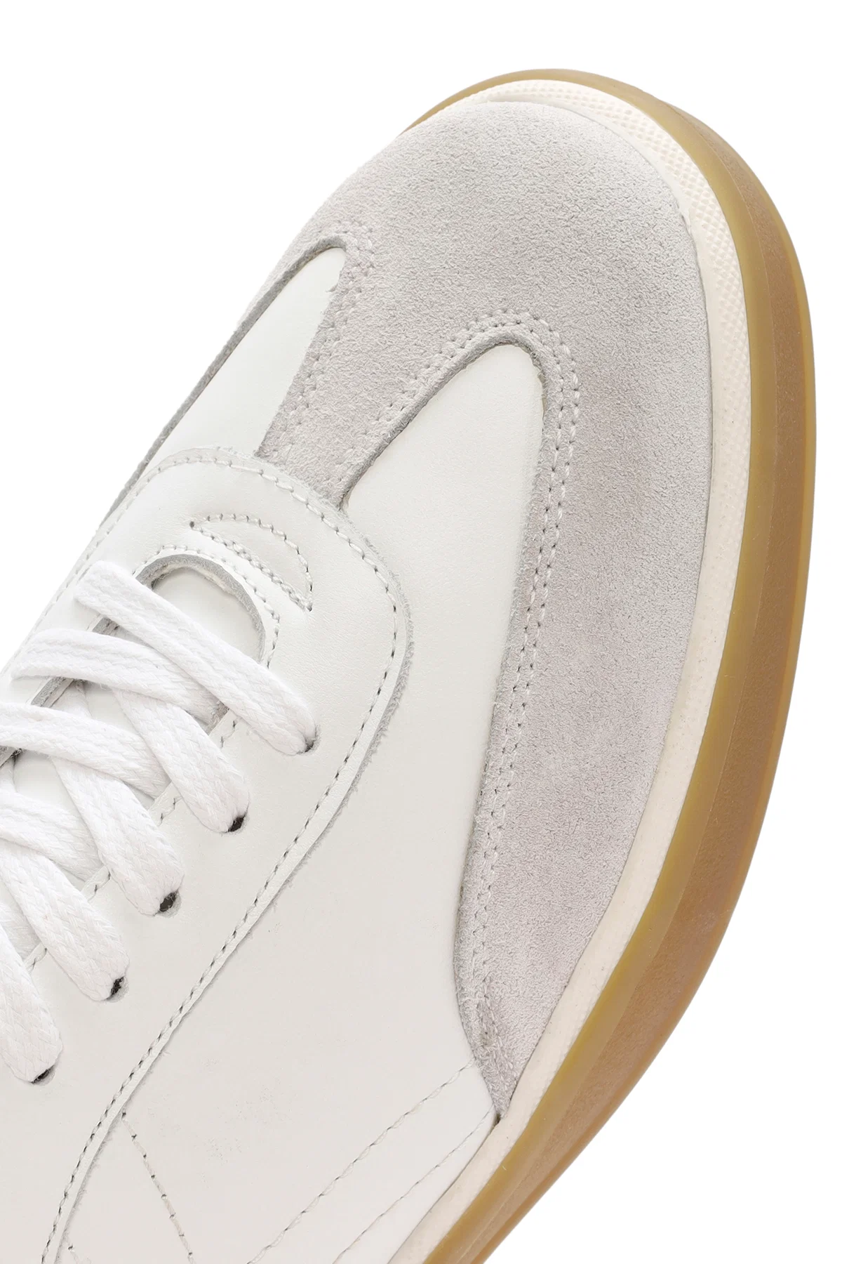Erkek Beyaz Bağcıklı Deri Sneaker - Image 9