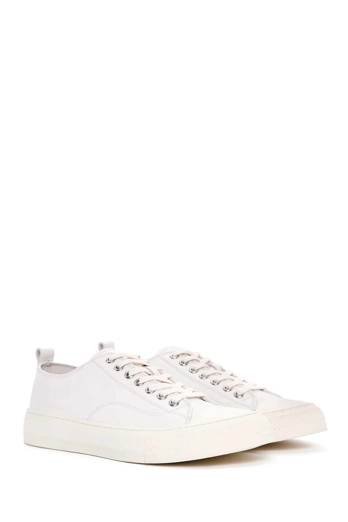 Erkek Beyaz Bağcıklı Deri Sneaker - Image 4