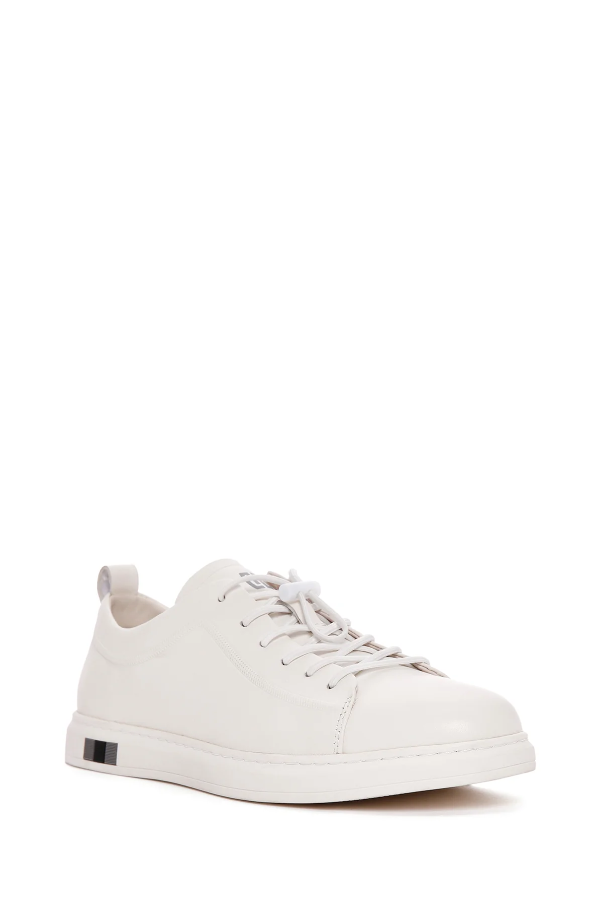 Erkek Beyaz Bağcıklı Deri Sneaker - Image 6