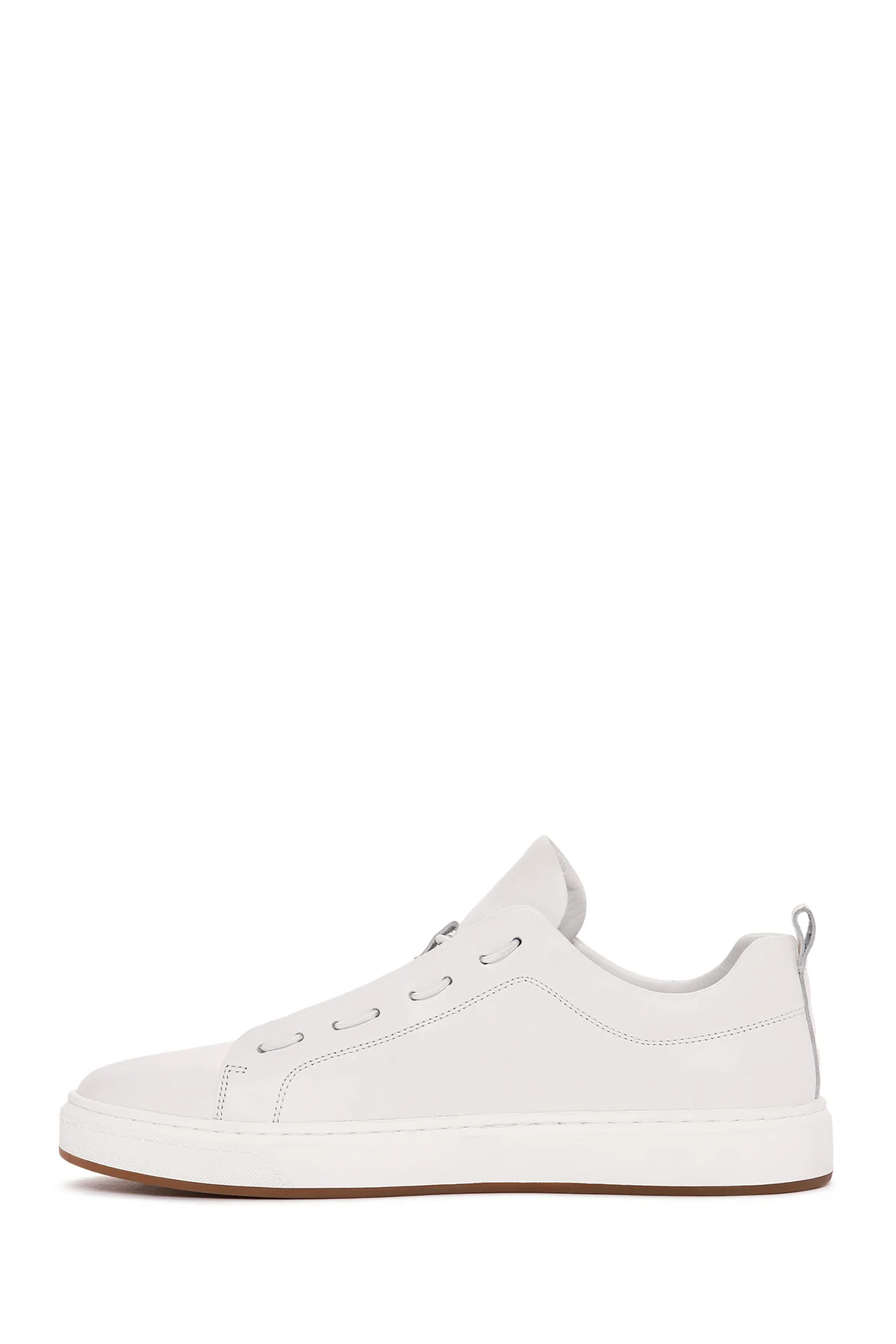 Erkek Beyaz Bağcıklı Deri Sneaker - Image 2