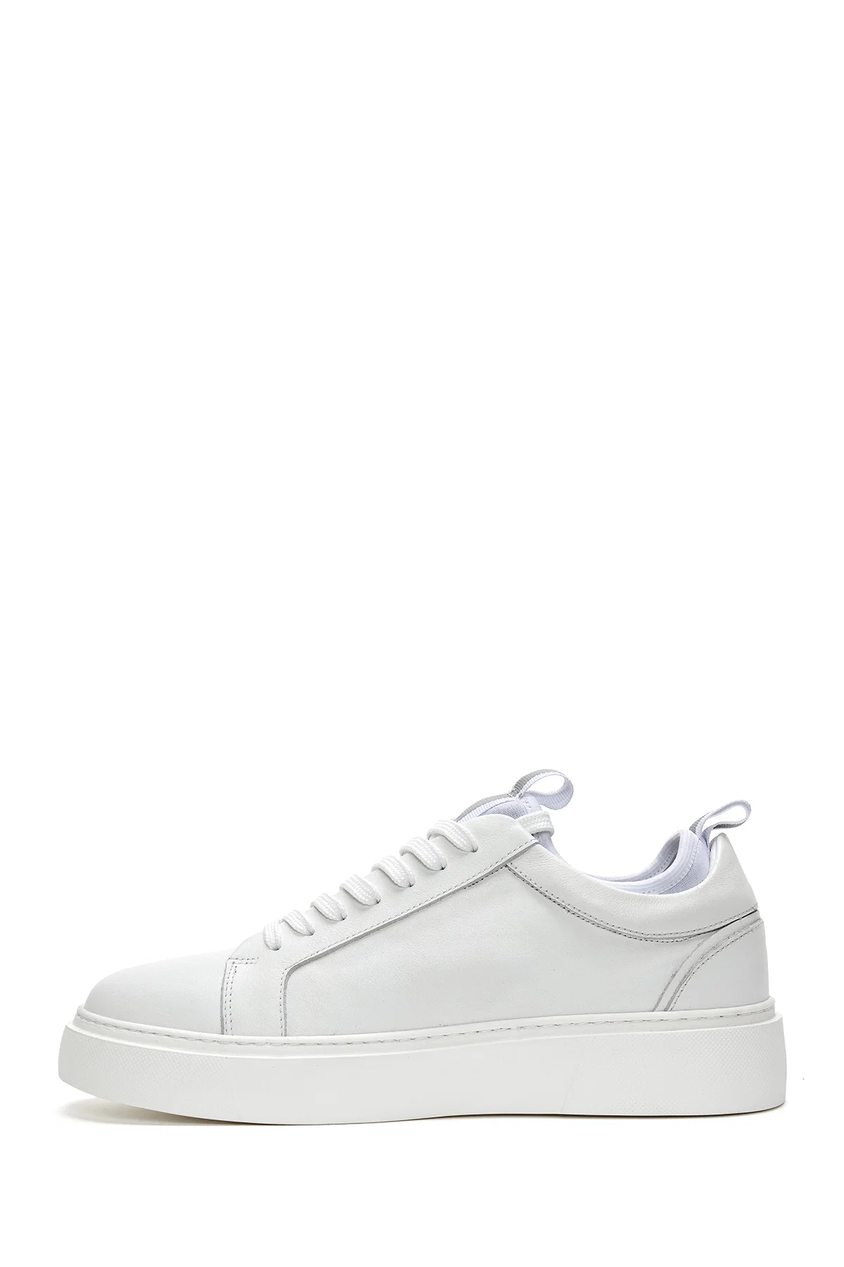 Erkek Beyaz Bağcıklı Deri Sneaker - Image 2