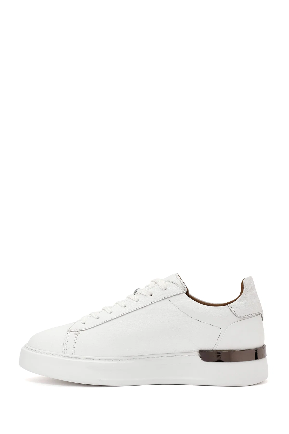 Erkek Beyaz Bağcıklı Deri Sneaker - Image 2