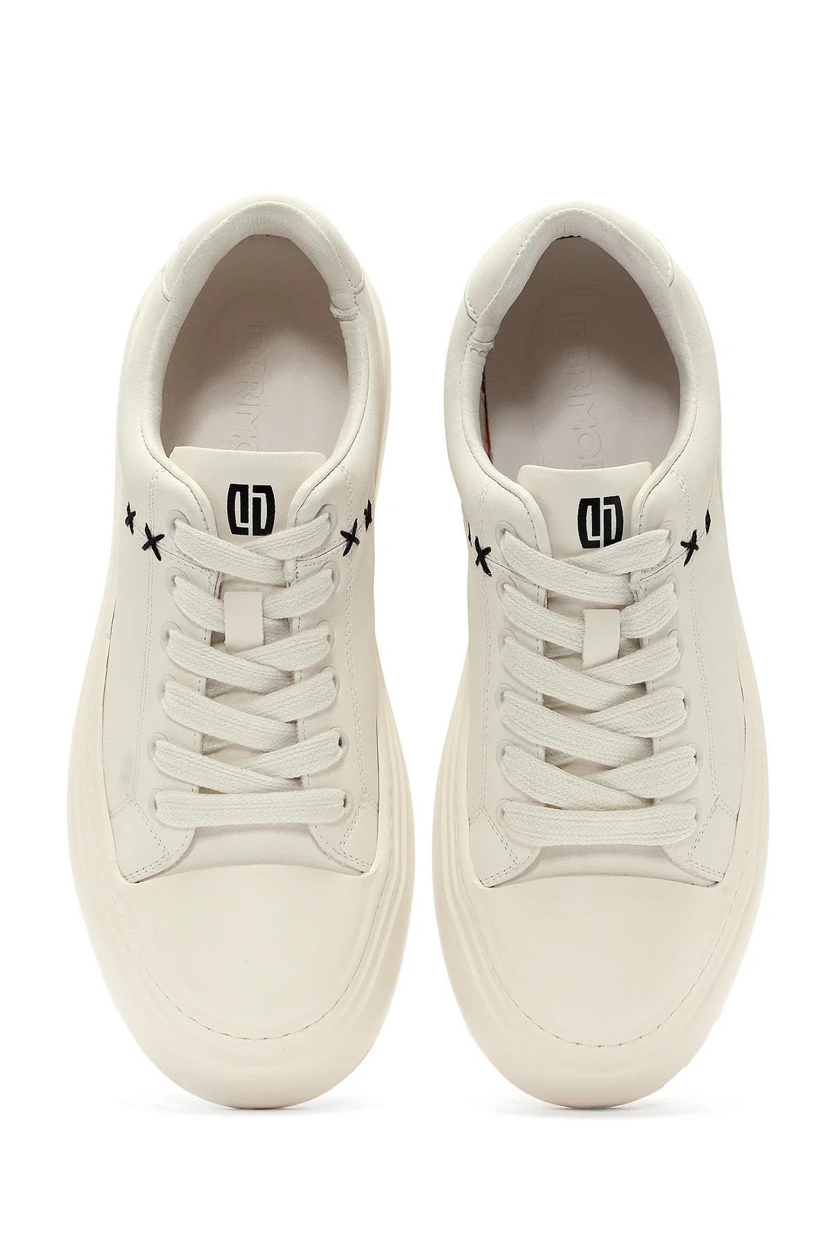 Erkek Beyaz Bağcıklı Deri Sneaker - Image 6