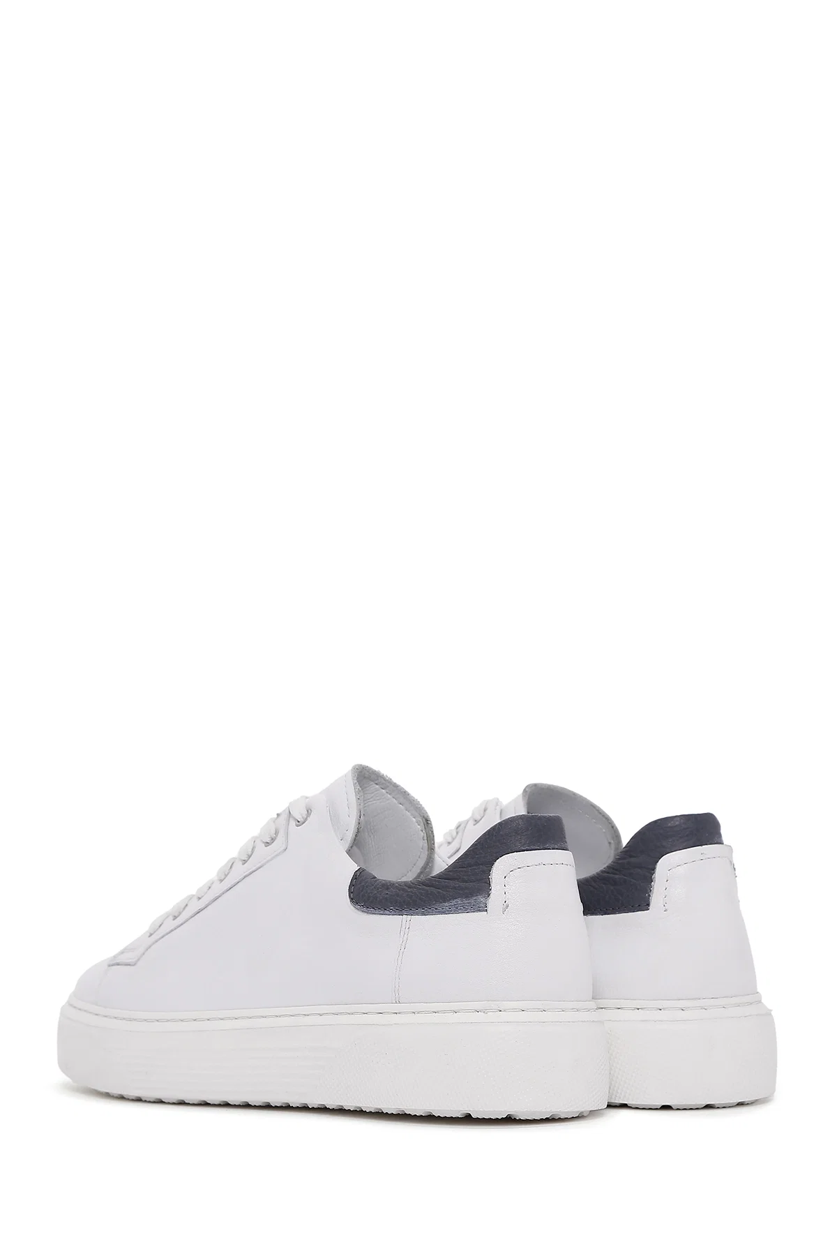 Erkek Beyaz Bağcıklı Deri Sneaker - Image 5