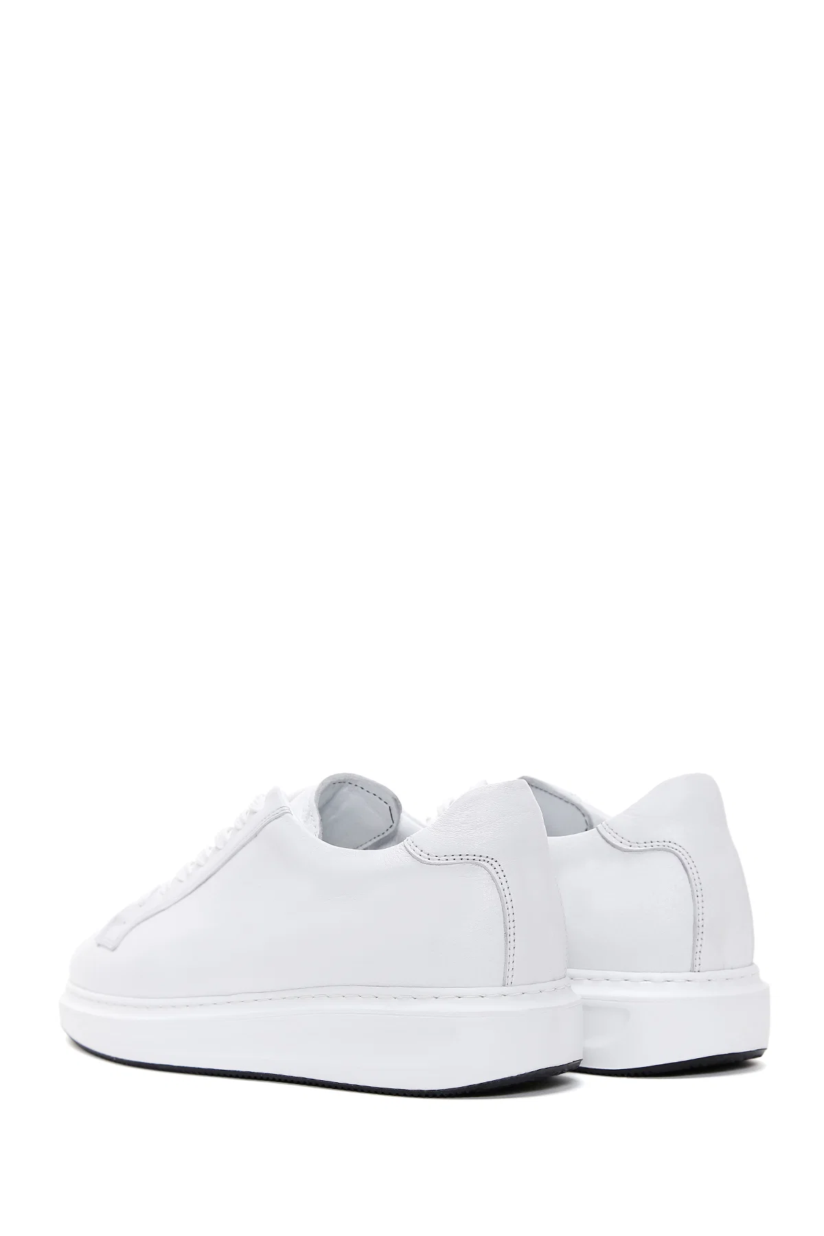 Erkek Beyaz Bağcıklı Deri Sneaker - Image 5