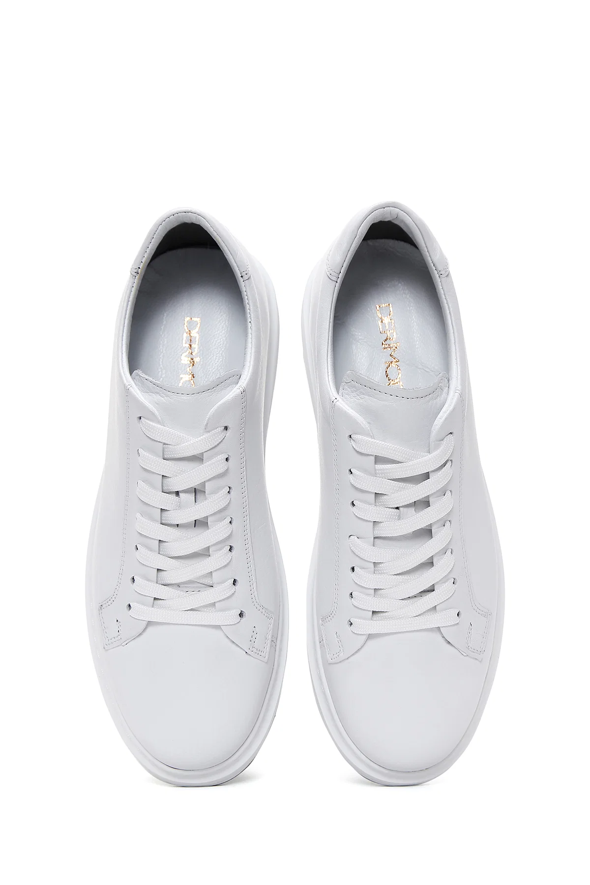 Erkek Beyaz Bağcıklı Deri Sneaker - Image 6