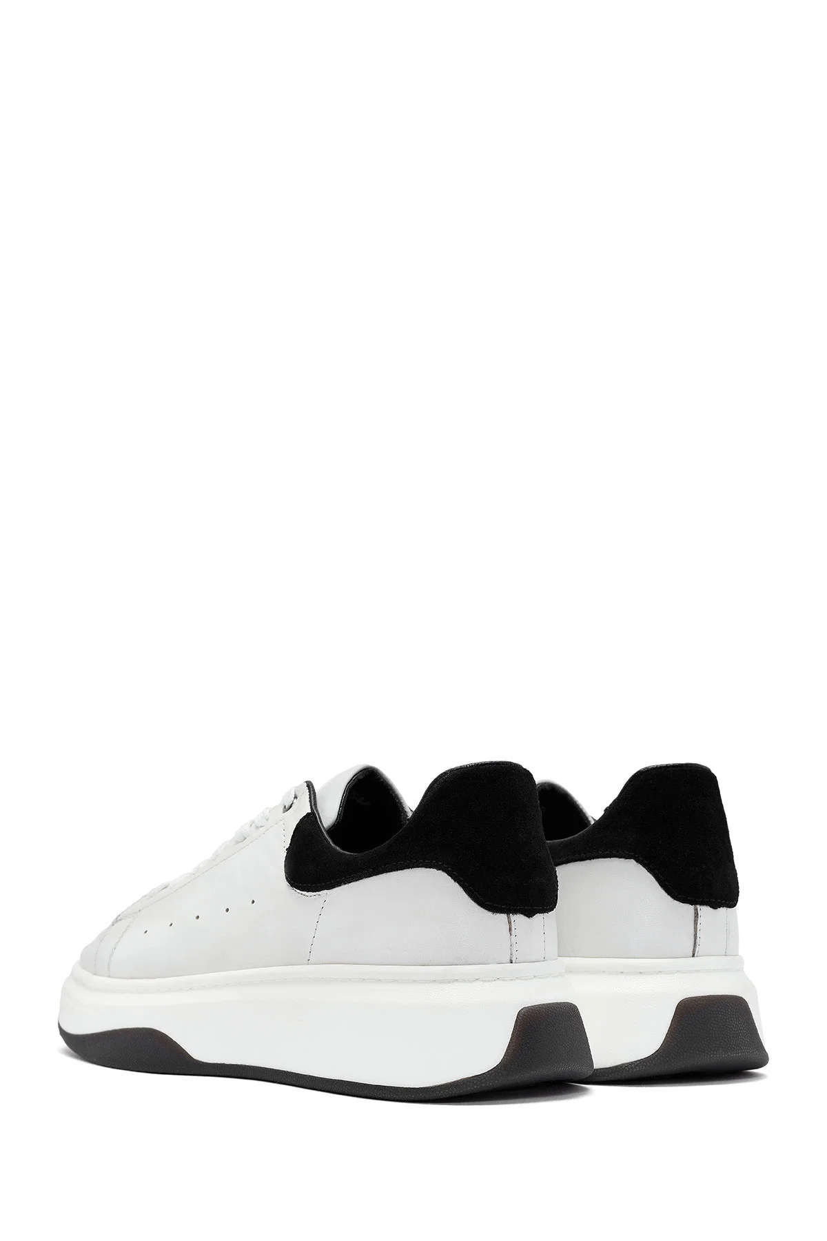 Erkek Beyaz Bağcıklı Deri Sneaker - Image 5