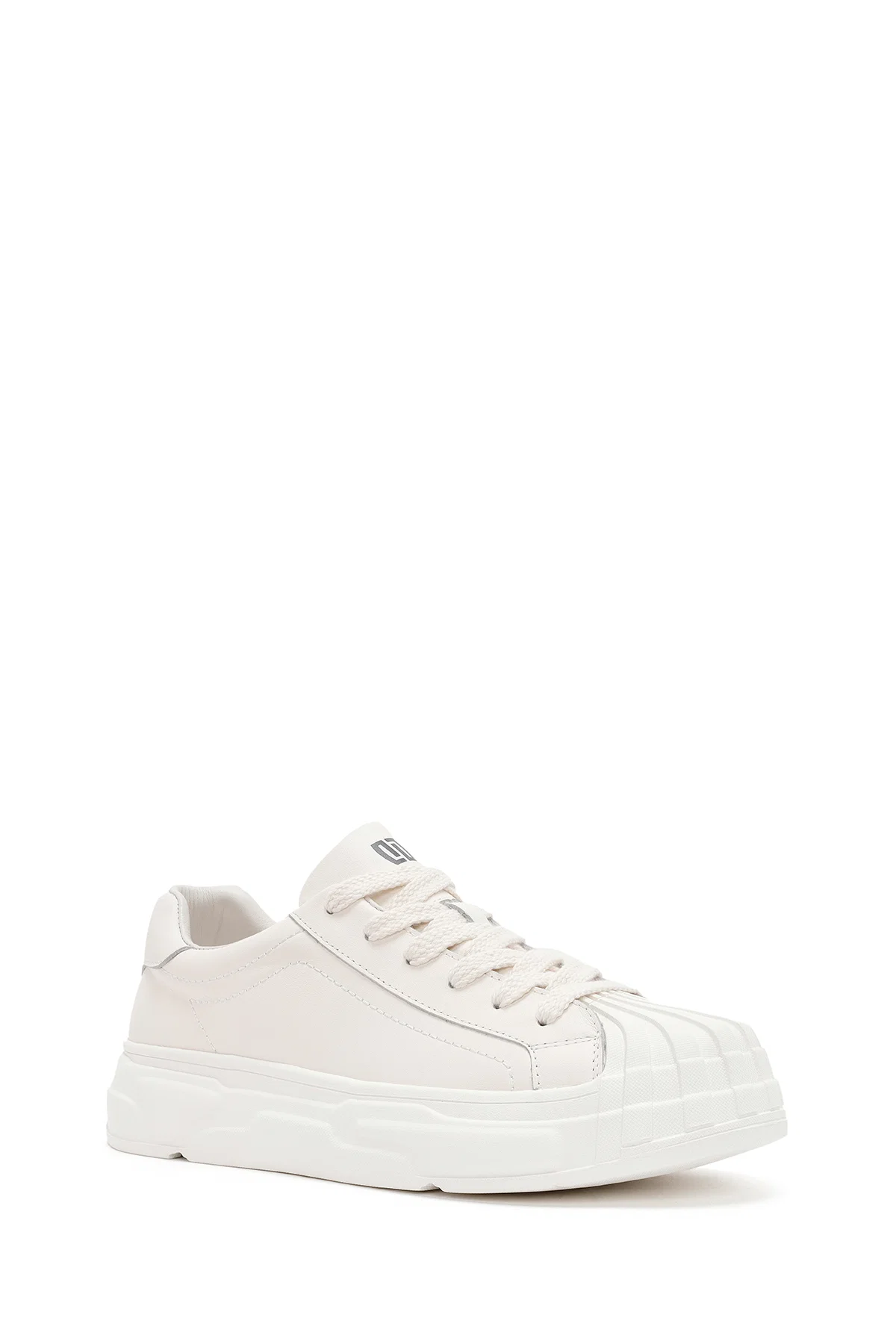 Erkek Beyaz Bağcıklı Deri Sneaker - Image 6
