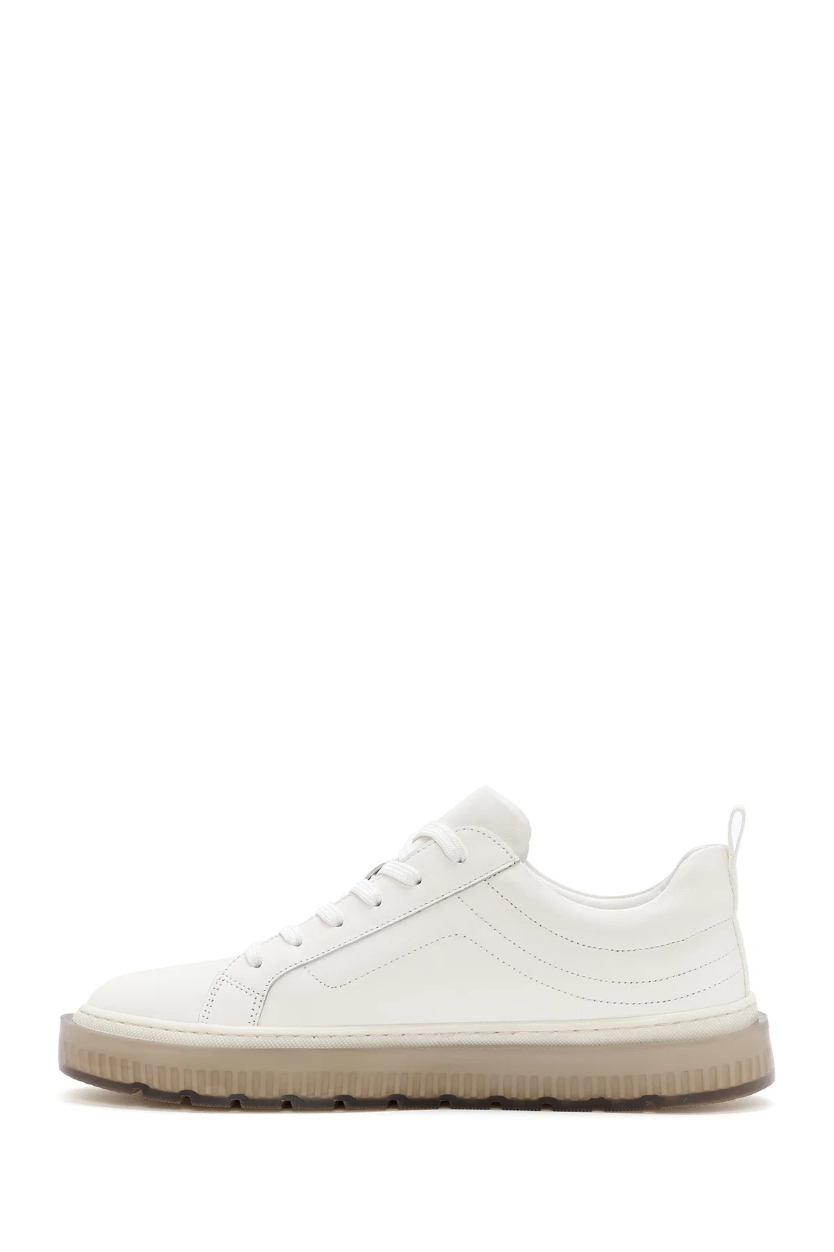 Erkek Beyaz Bağcıklı Deri Sneaker - Image 2