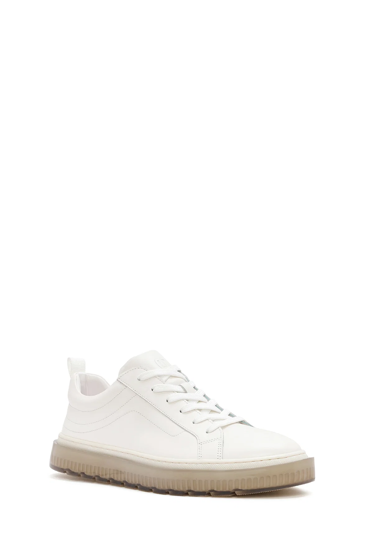 Erkek Beyaz Bağcıklı Deri Sneaker - Image 6