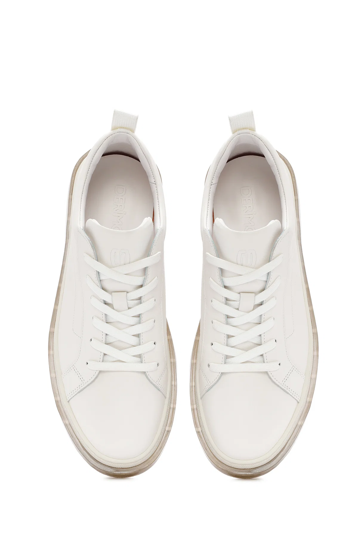 Erkek Beyaz Bağcıklı Deri Sneaker - Image 7