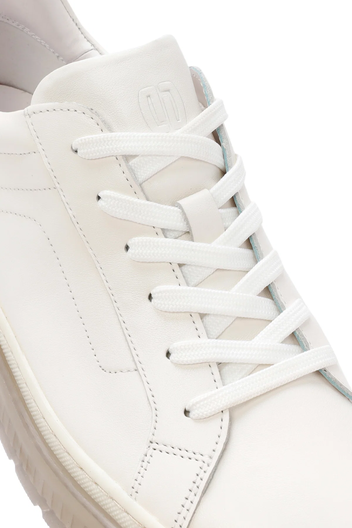 Erkek Beyaz Bağcıklı Deri Sneaker - Image 9