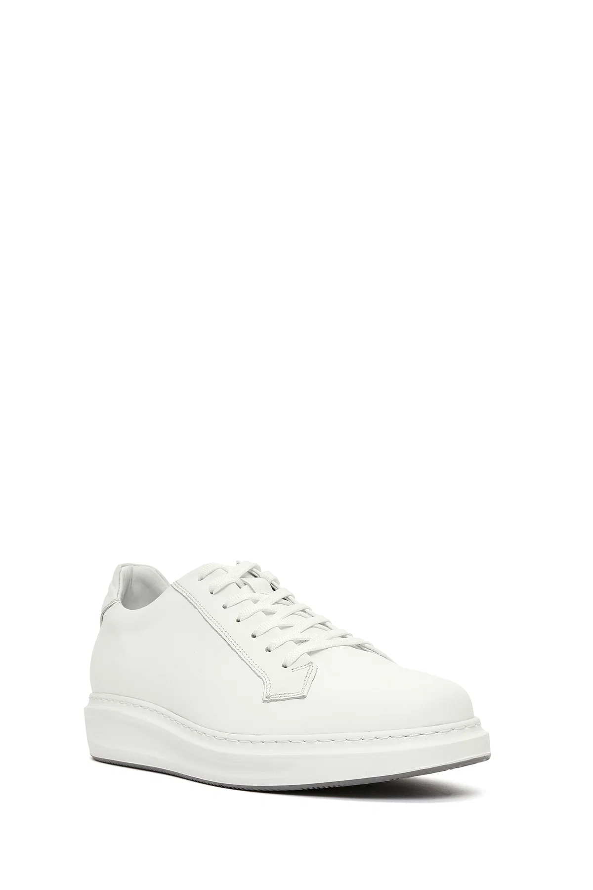 Erkek Beyaz Bağcıklı Deri Sneaker - Image 6