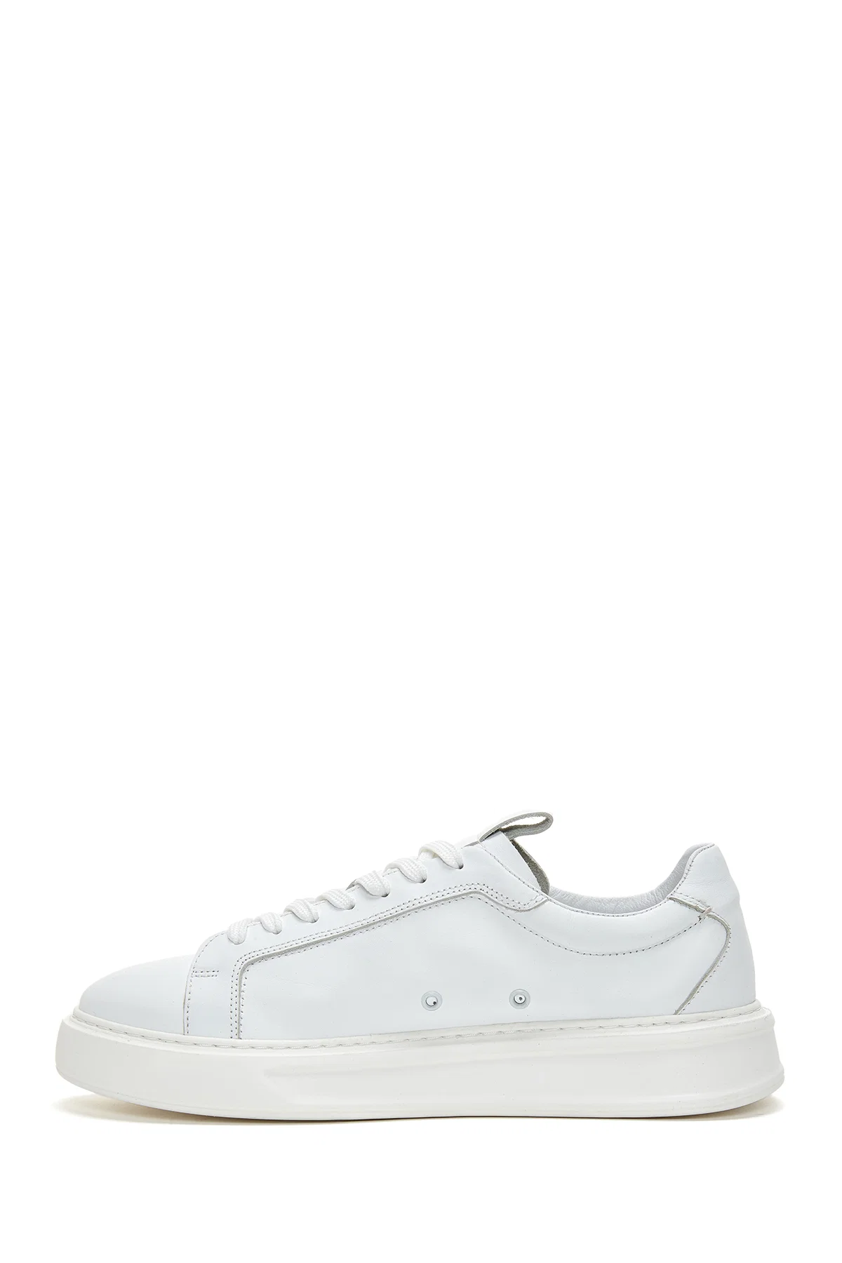 Erkek Beyaz Bağcıklı Deri Sneaker - Image 2