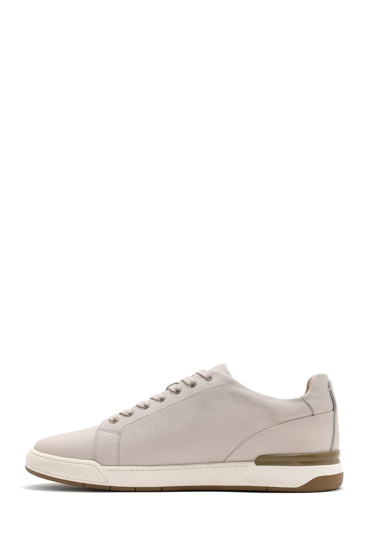 Erkek Beyaz Bağcıklı Deri Sneaker - Image 2