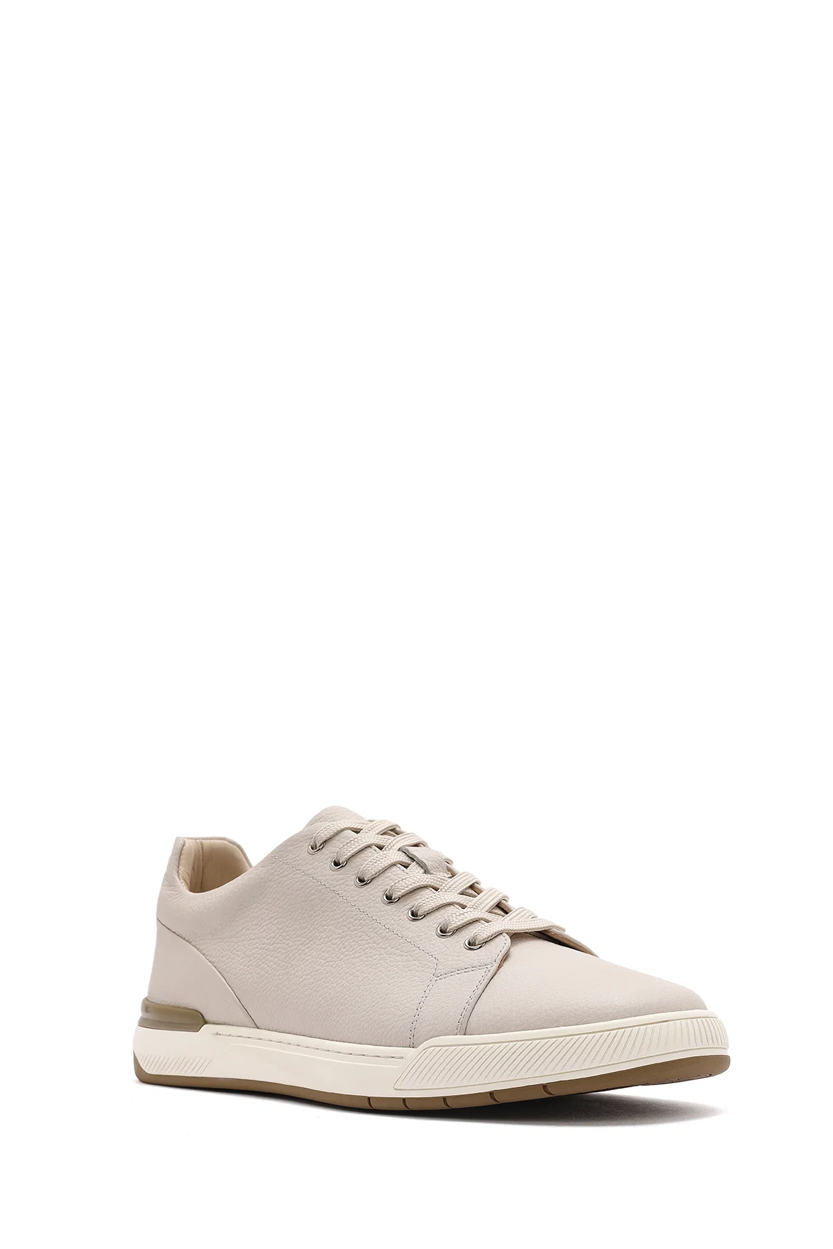 Erkek Beyaz Bağcıklı Deri Sneaker - Image 6