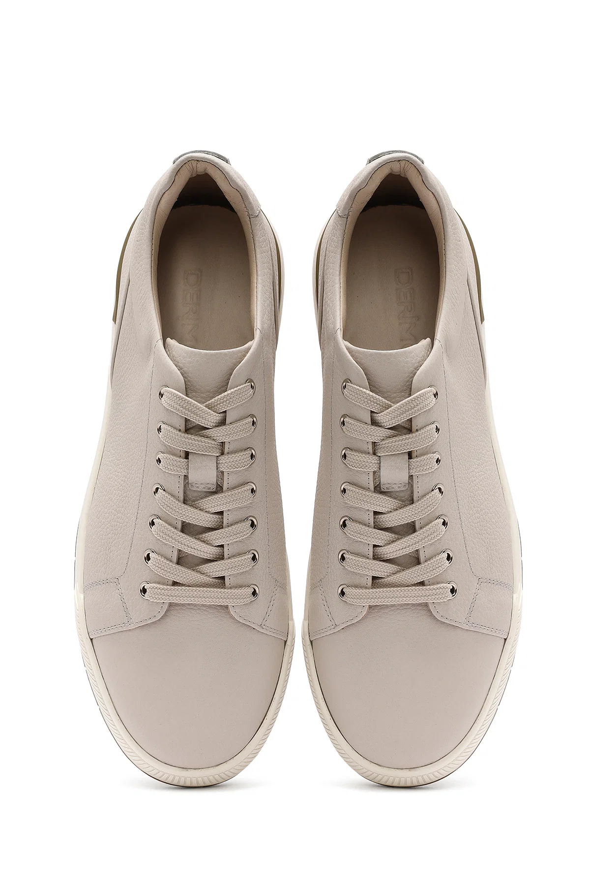 Erkek Beyaz Bağcıklı Deri Sneaker - Image 7