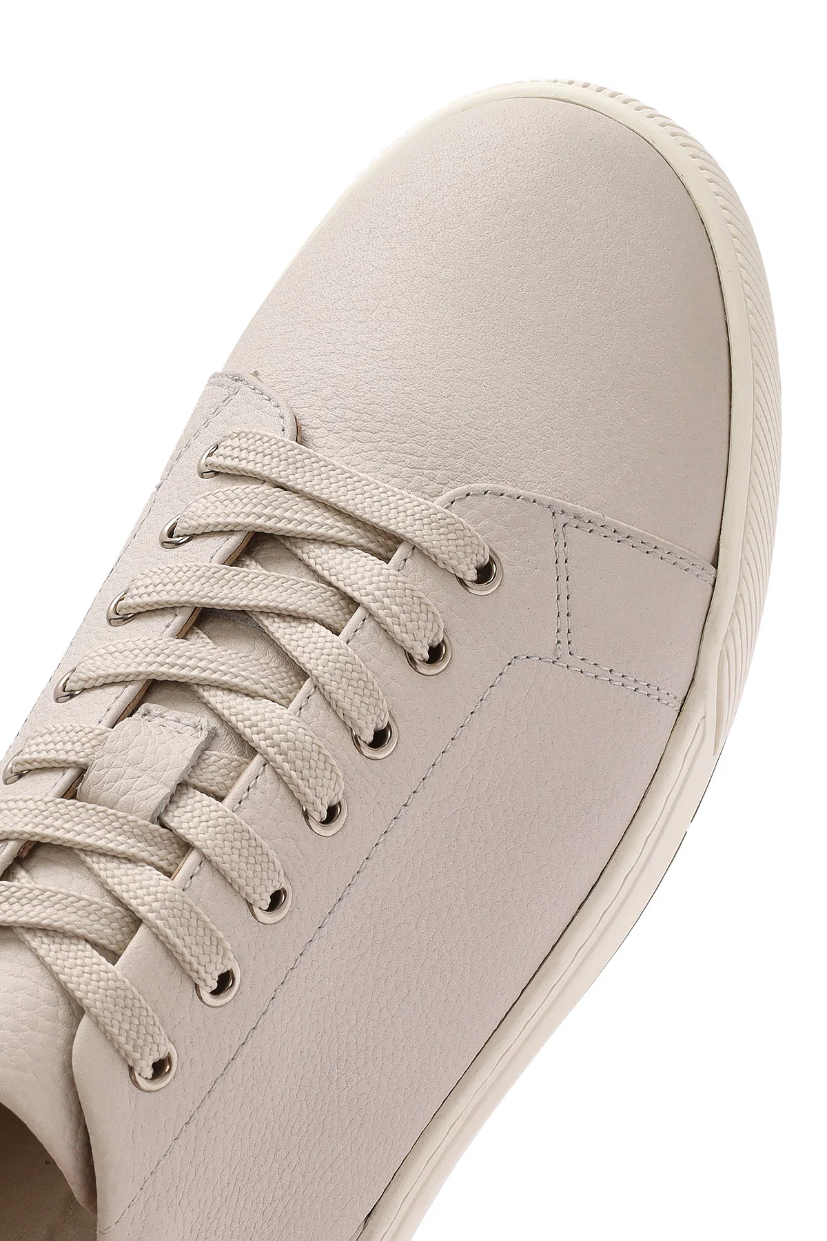 Erkek Beyaz Bağcıklı Deri Sneaker - Image 9