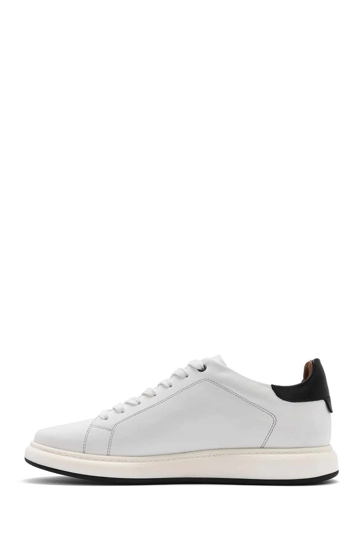 Erkek Beyaz Bağcıklı Deri Sneaker - Image 2