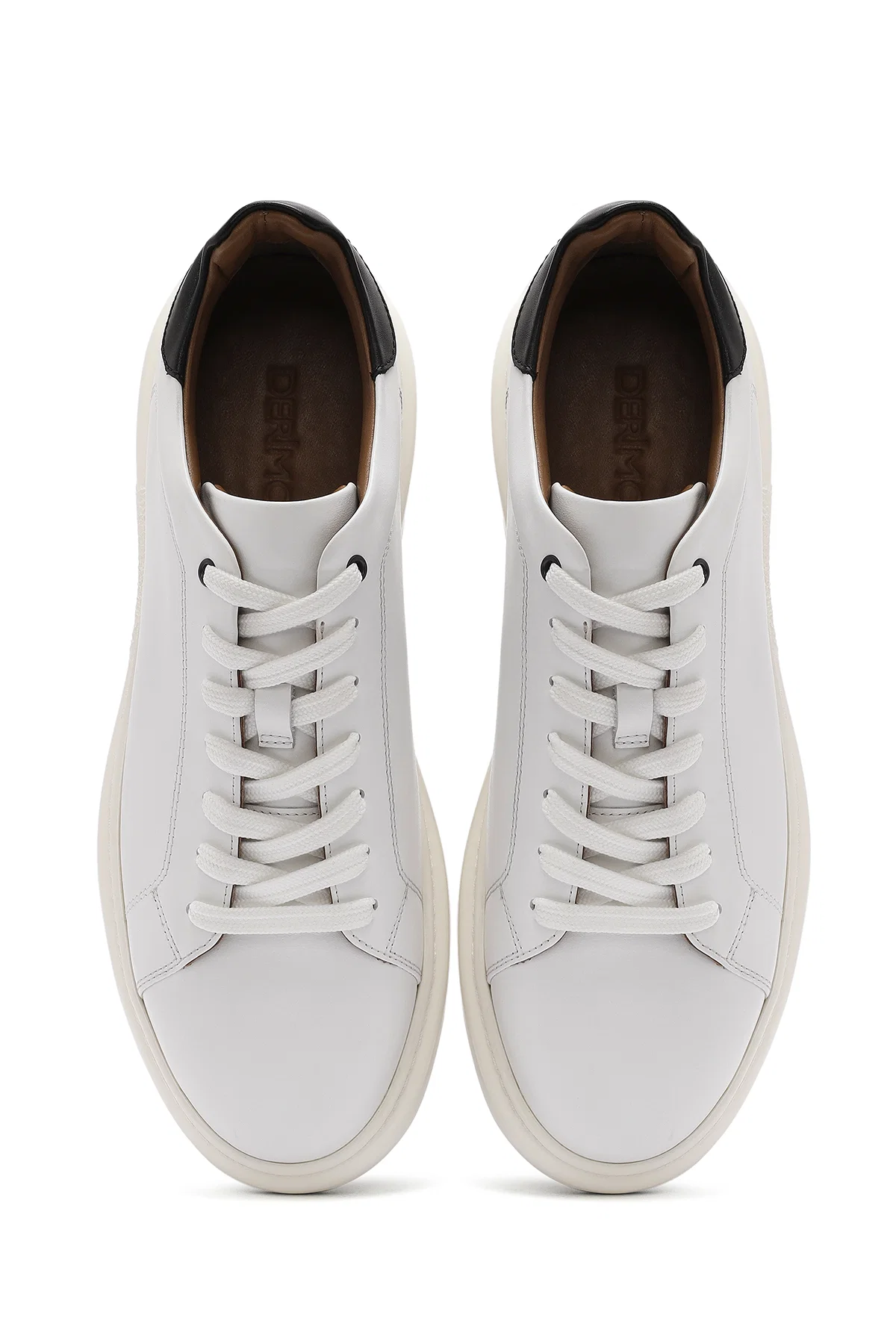 Erkek Beyaz Bağcıklı Deri Sneaker - Image 7