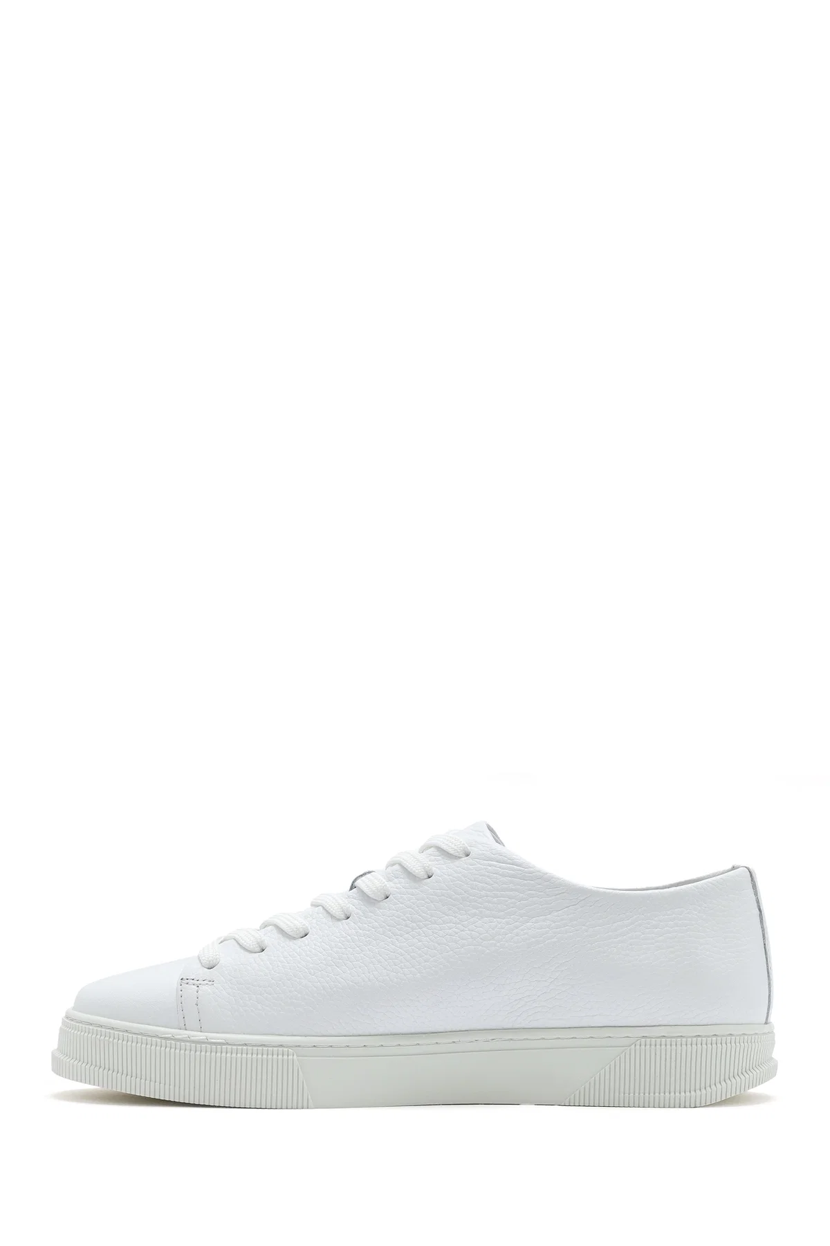 Erkek Beyaz Bağcıklı Deri Sneaker - Image 2