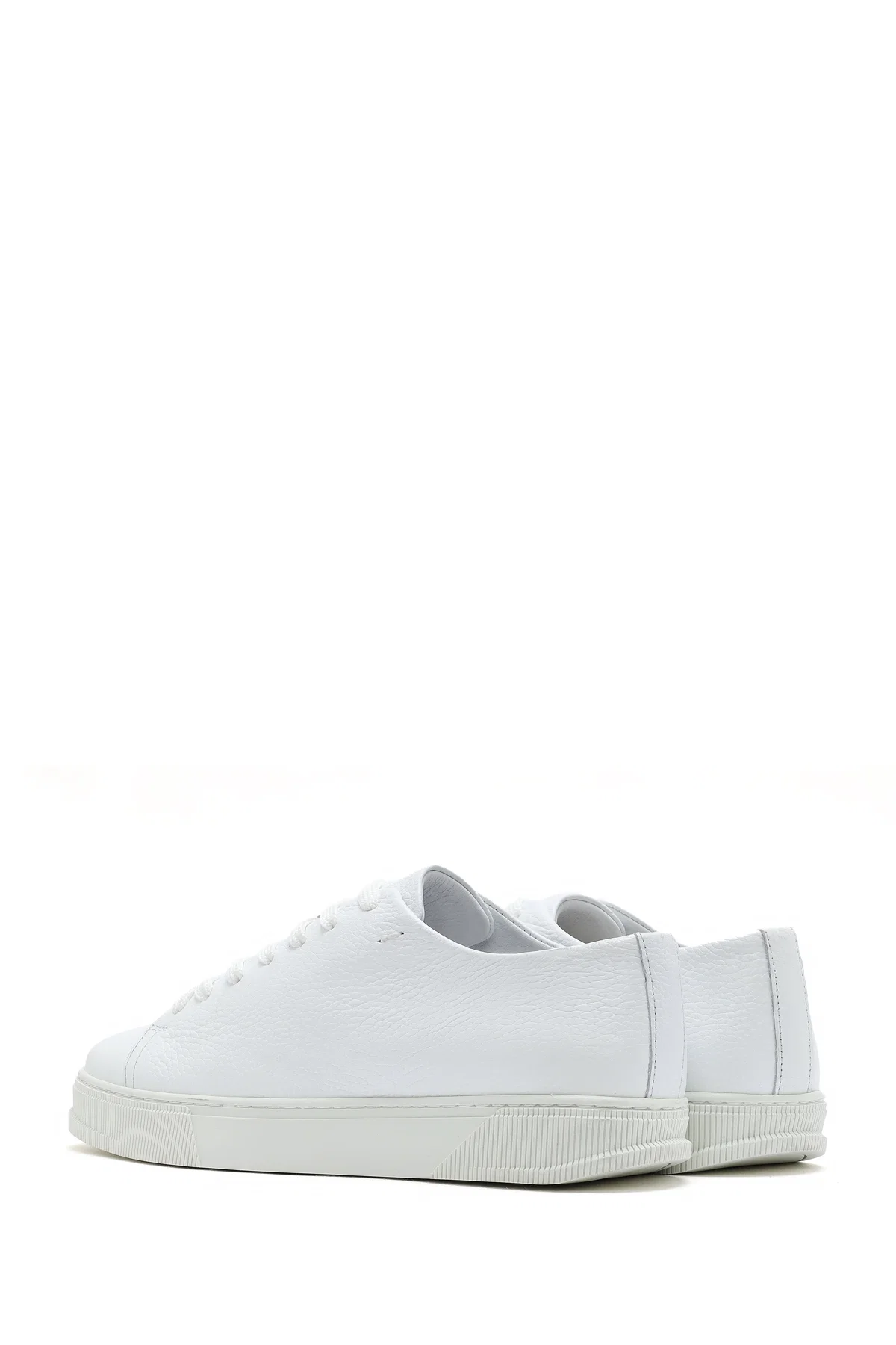 Erkek Beyaz Bağcıklı Deri Sneaker - Image 5