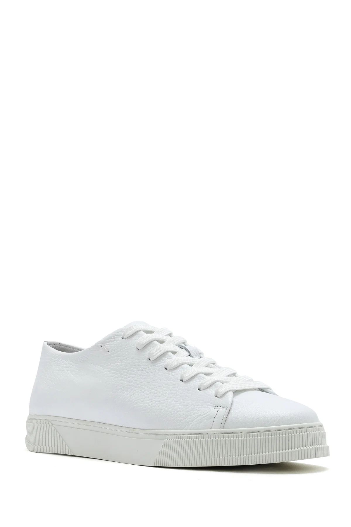 Erkek Beyaz Bağcıklı Deri Sneaker - Image 7