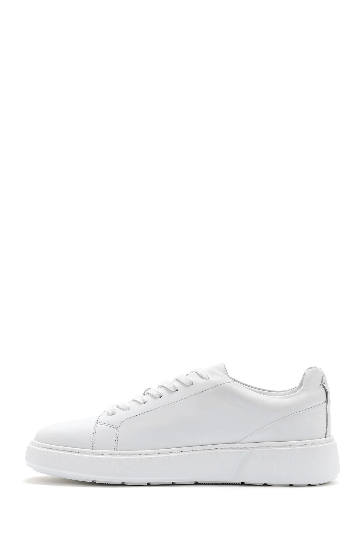 Erkek Beyaz Bağcıklı Deri Sneaker - Image 2