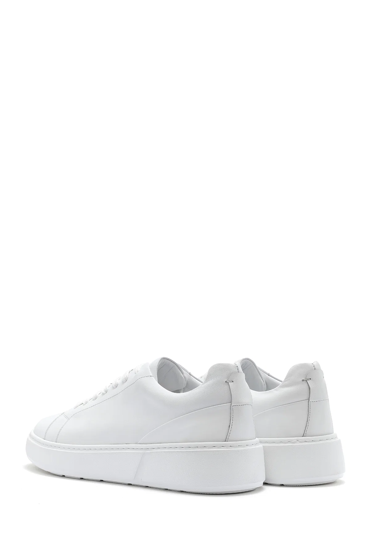 Erkek Beyaz Bağcıklı Deri Sneaker - Image 5