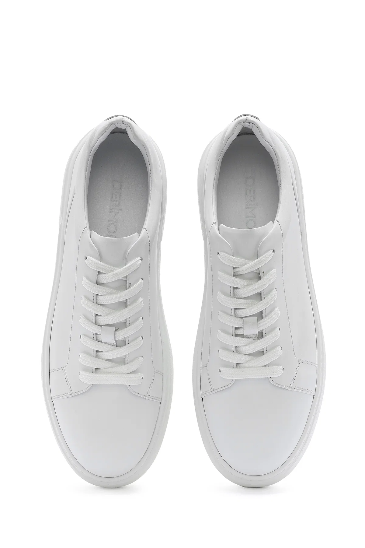 Erkek Beyaz Bağcıklı Deri Sneaker - Image 7