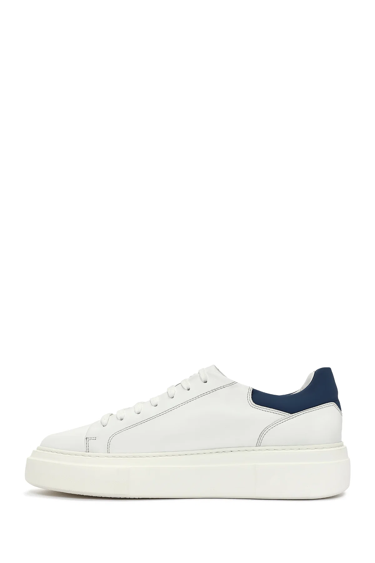 Erkek Beyaz Bağcıklı Deri Sneaker - Image 2