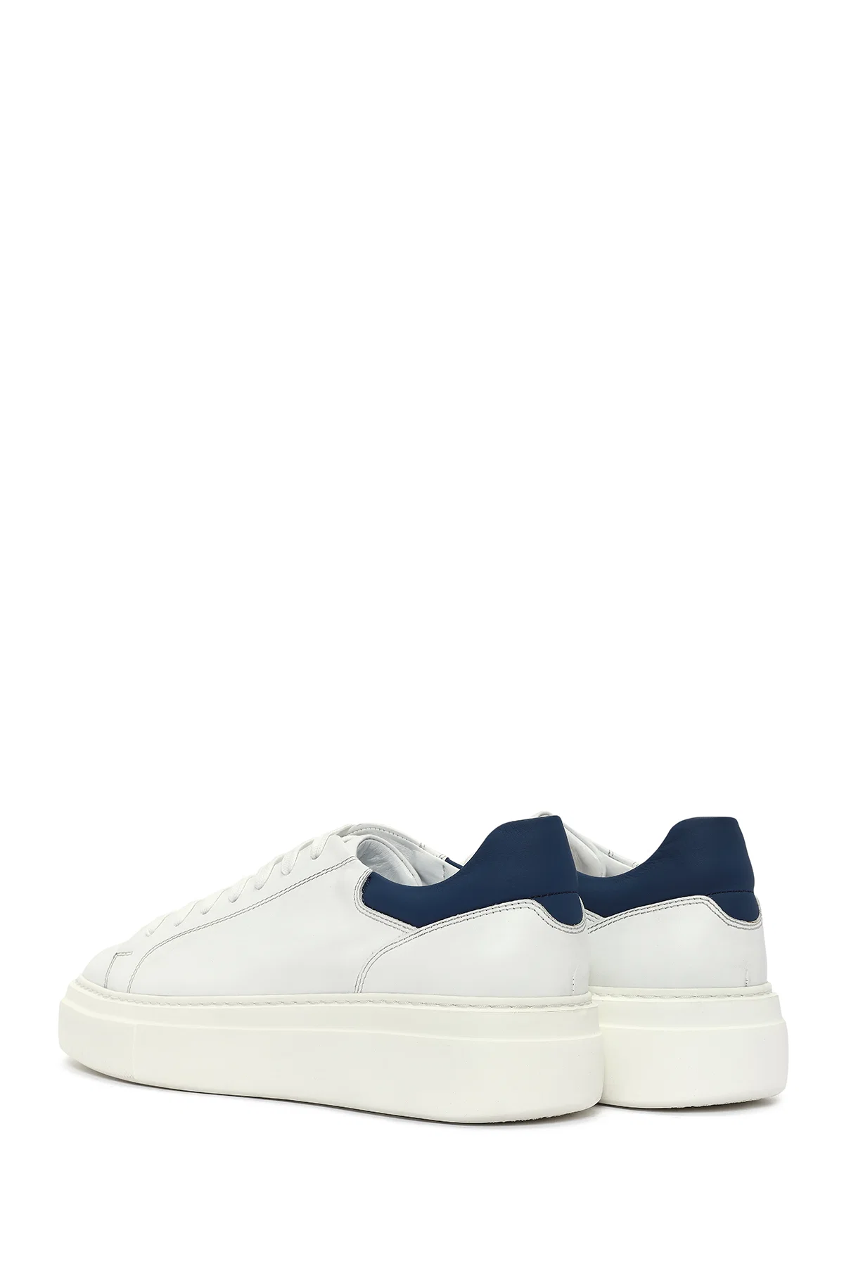 Erkek Beyaz Bağcıklı Deri Sneaker - Image 5