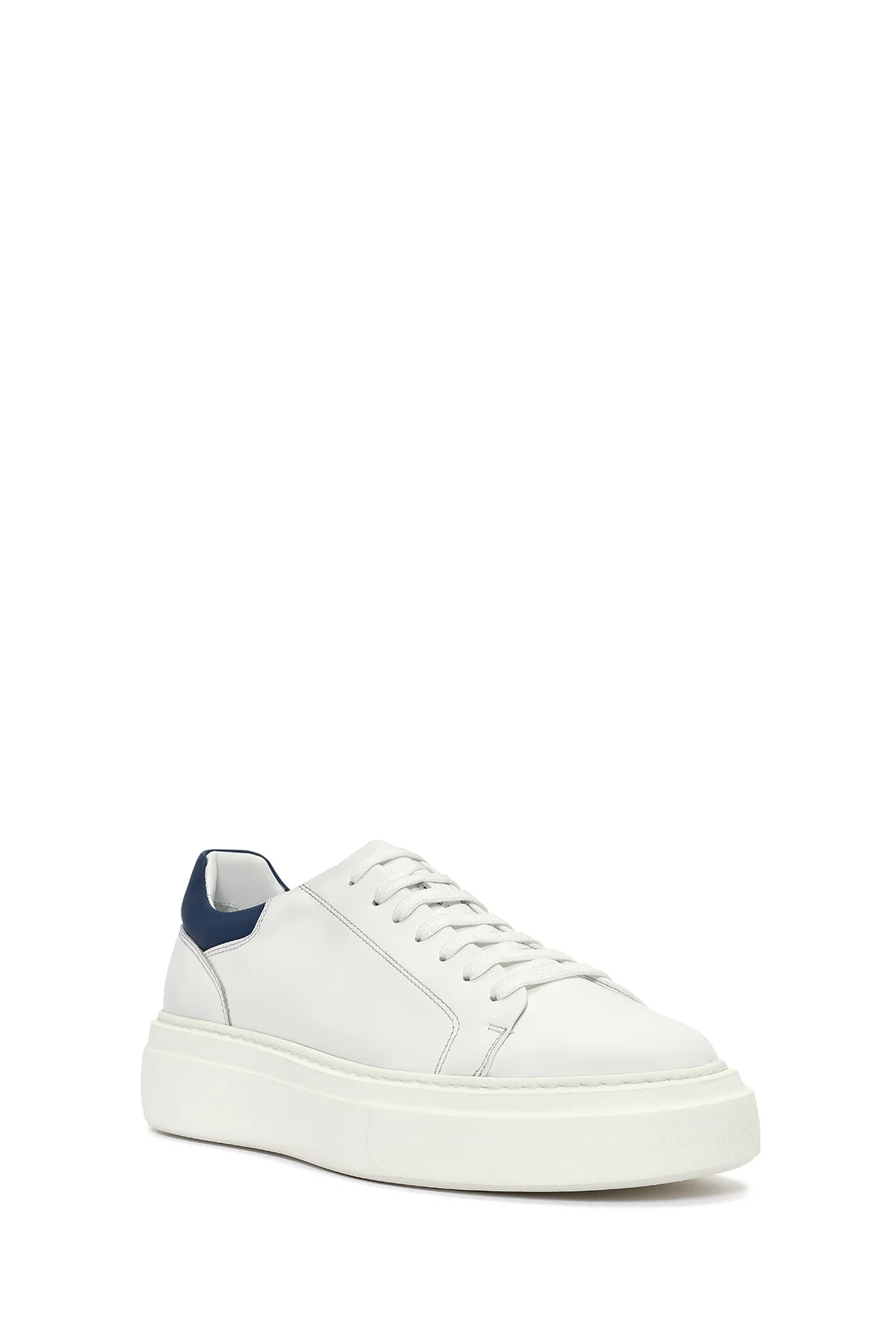 Erkek Beyaz Bağcıklı Deri Sneaker - Image 6