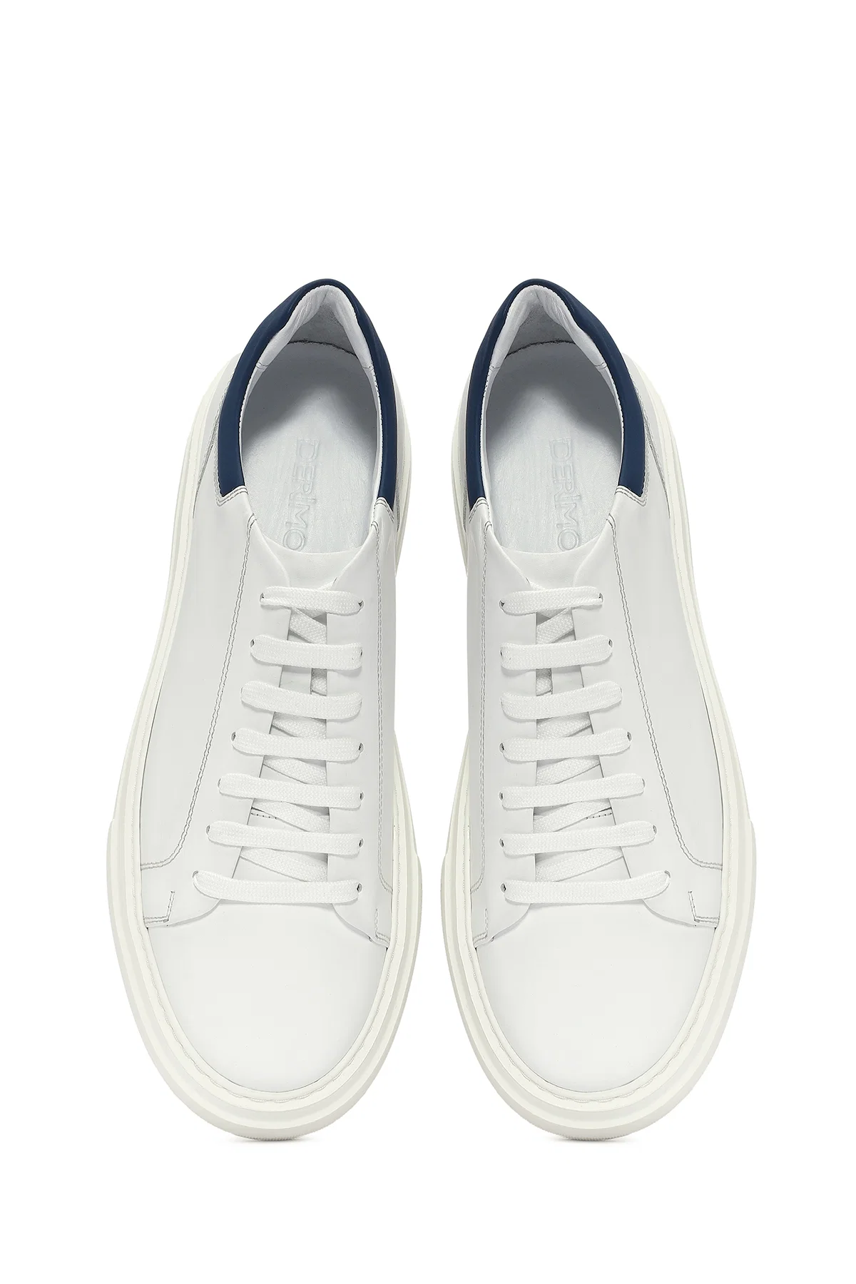 Erkek Beyaz Bağcıklı Deri Sneaker - Image 7