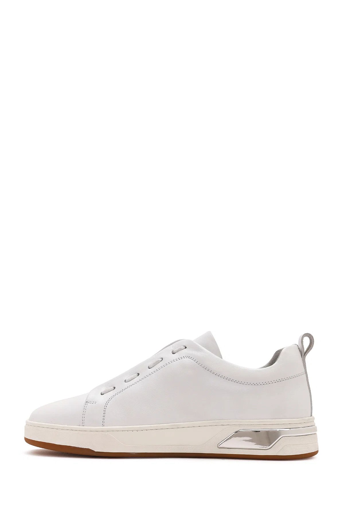 Erkek Beyaz Bağcıklı Deri Sneaker - Image 2
